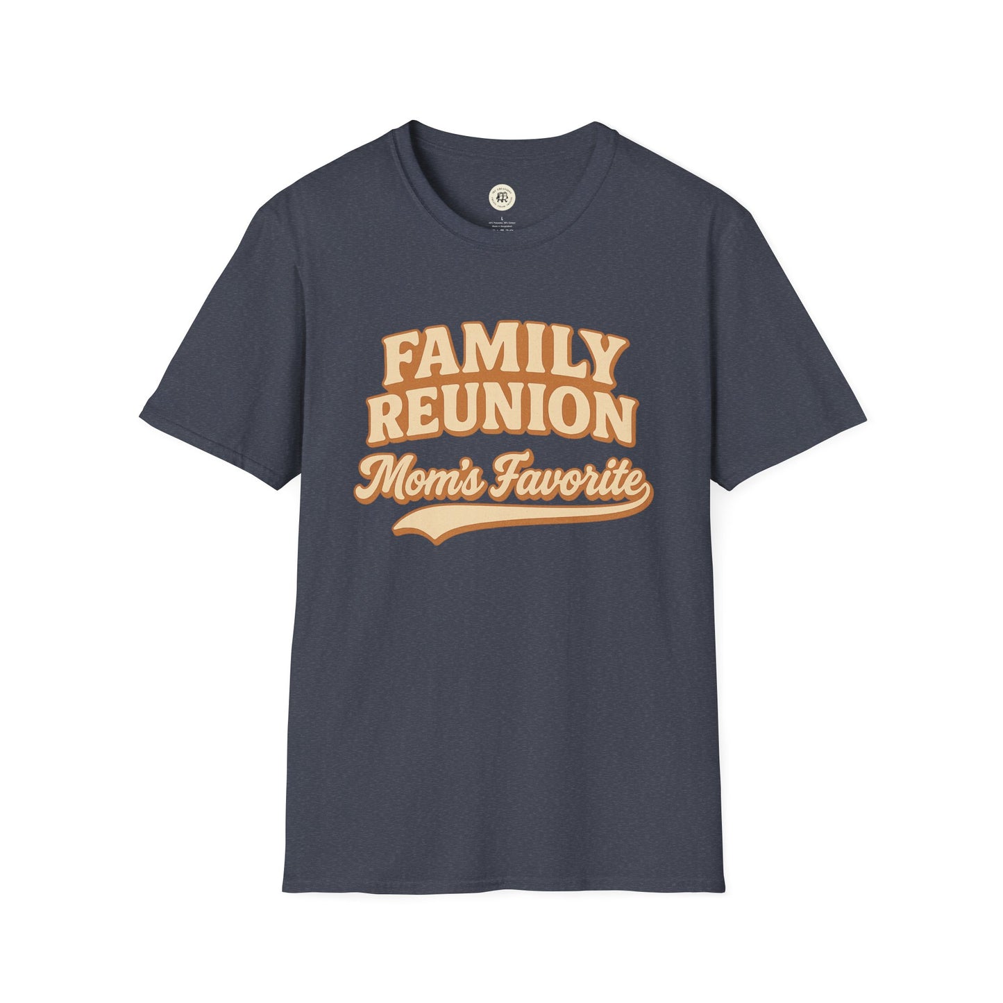Navy Printify family reunion t-shirt with Mom's Favorite text for family gatherings
