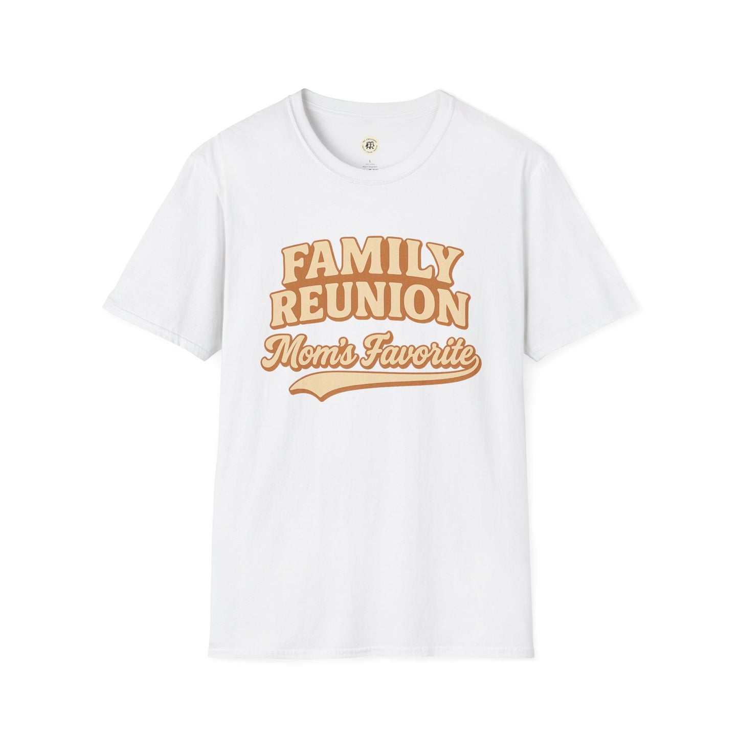 White family reunion t-shirt with vintage style Mom's Favorite text printed on front