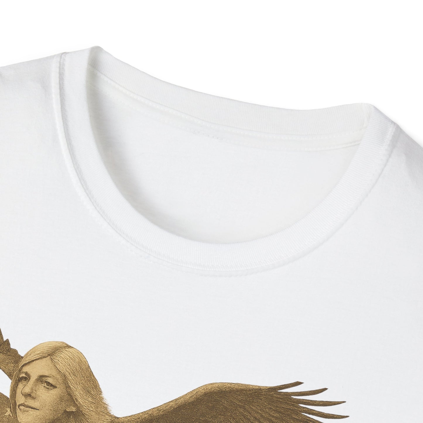 White Printify t-shirt with Founding Fathers graphic t-shirt design featuring historical figures and artistic elements