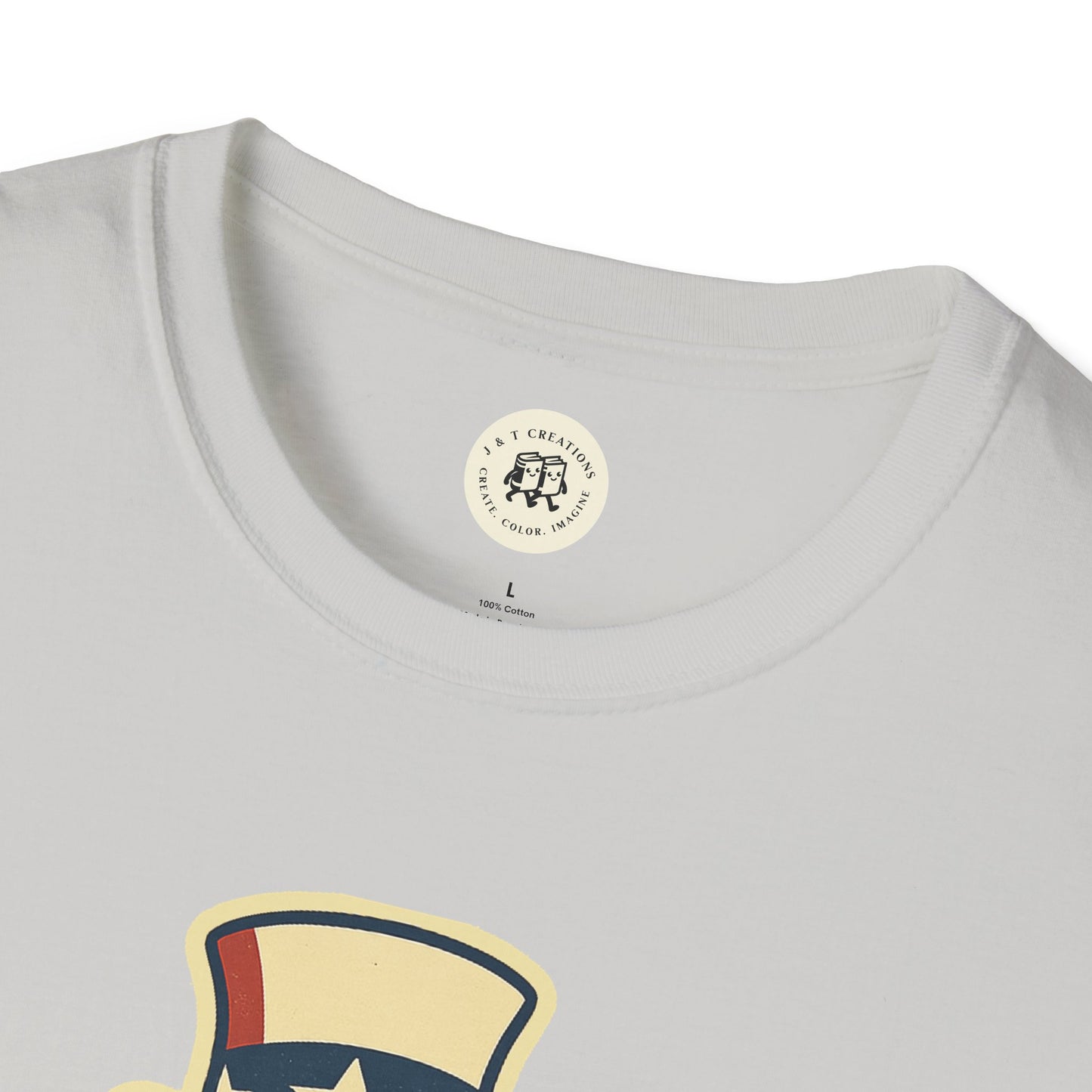 Printify funny Independence Day t-shirt in white featuring patriotic graphic design