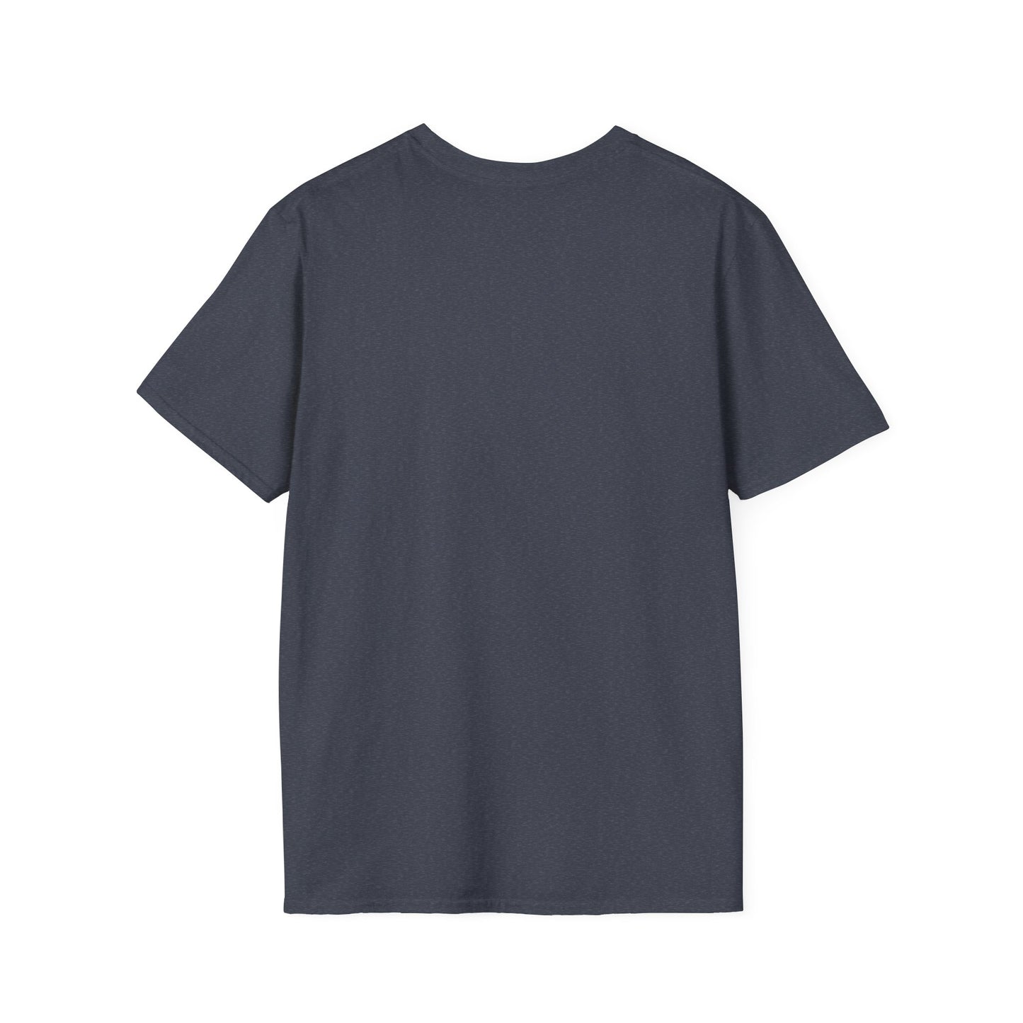 Plain dark gray T-shirt from Printify shown from the back for funny raccoon t-shirt design