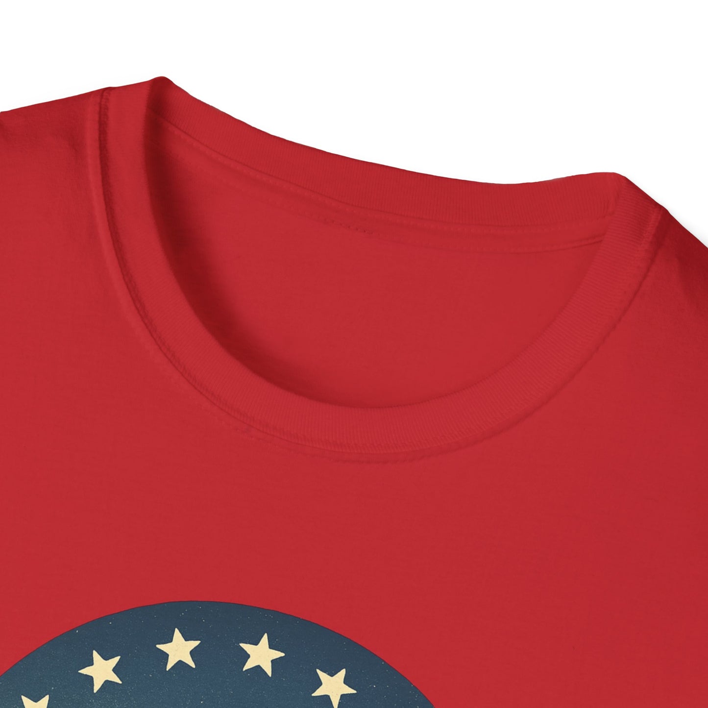 Red Printify T-shirt featuring a close-up of Grand Canyon patriotic shirt design with stars