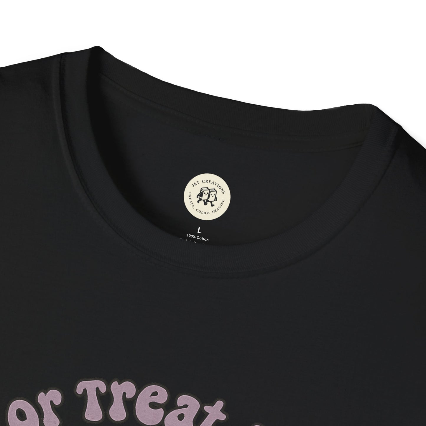 Black Halloween cat t-shirt by Printify with a round neckline and soft cotton fabric