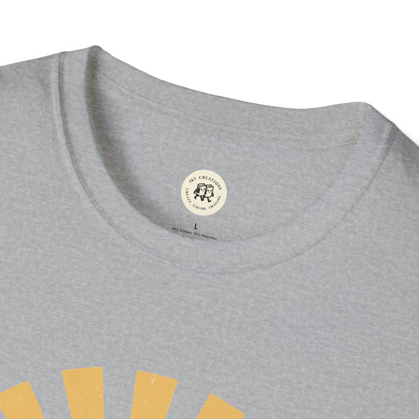 Light gray Printify t-shirt close-up showing soft fabric and collar details Happy Halloween t-shirt