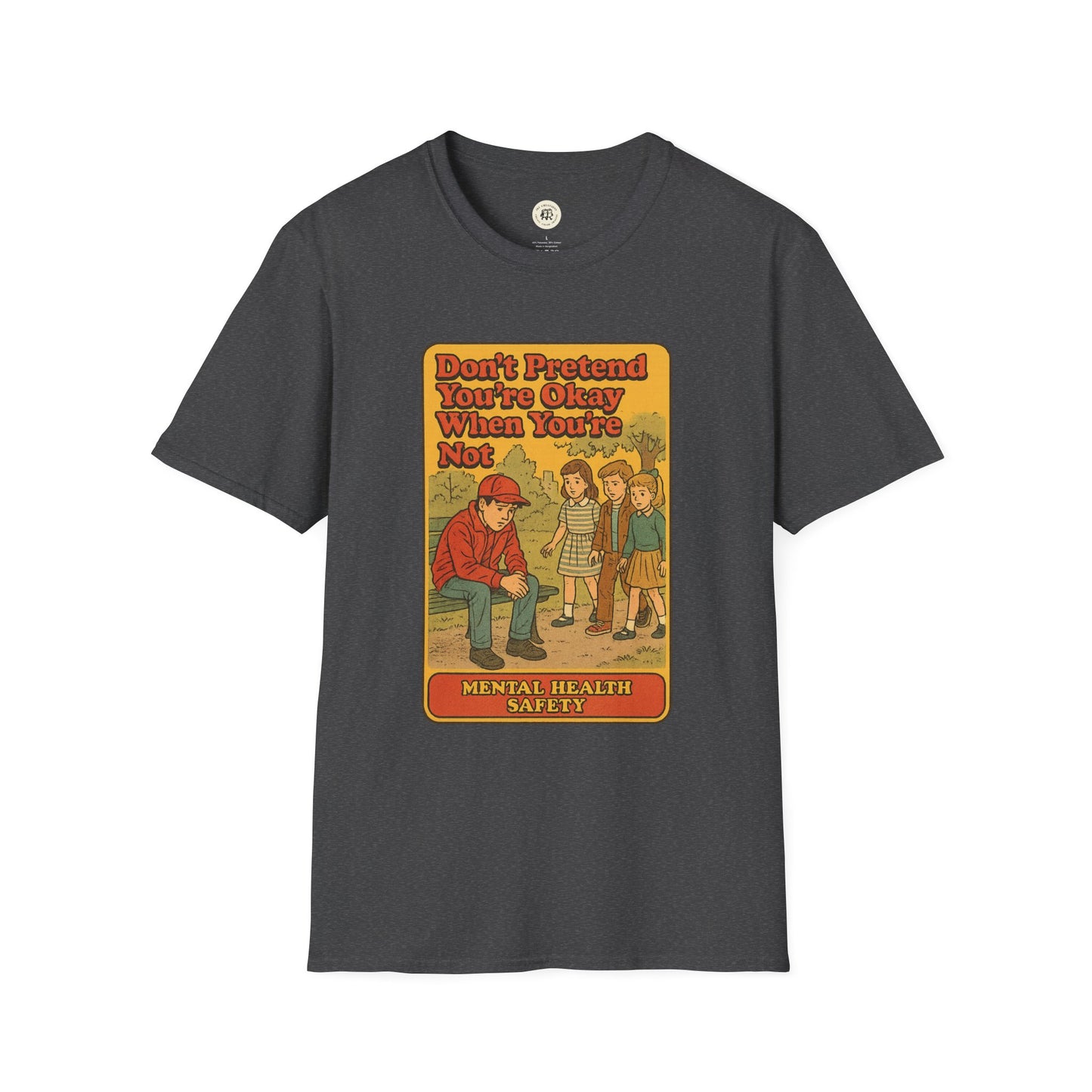 Holden Caulfield mental health t-shirt with vintage style graphic and mental health safety message