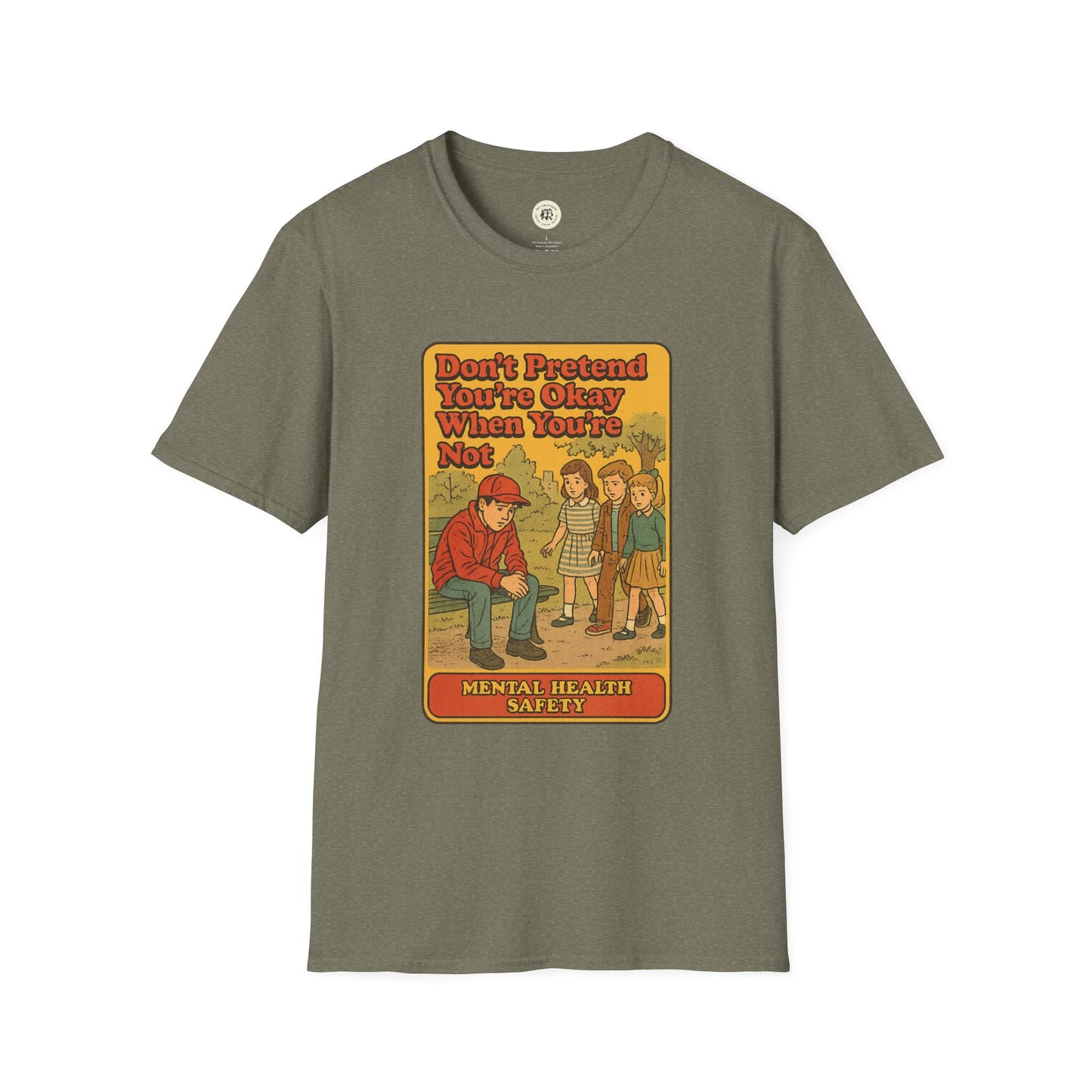 Holden Caulfield mental health t-shirt with vintage style graphic and mental health safety message1