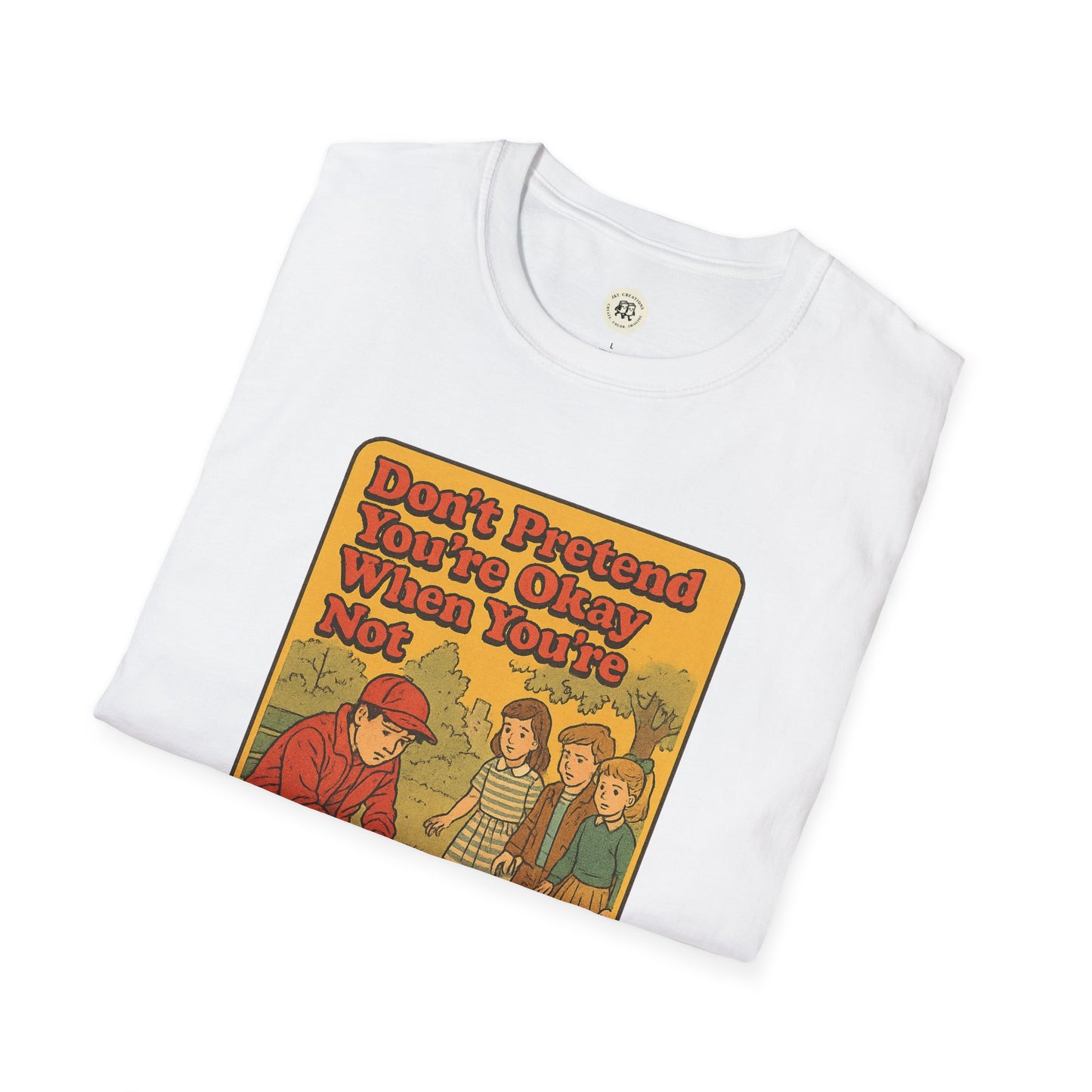 White Holden Caulfield mental health t-shirt with vintage style graphic and inspirational text print