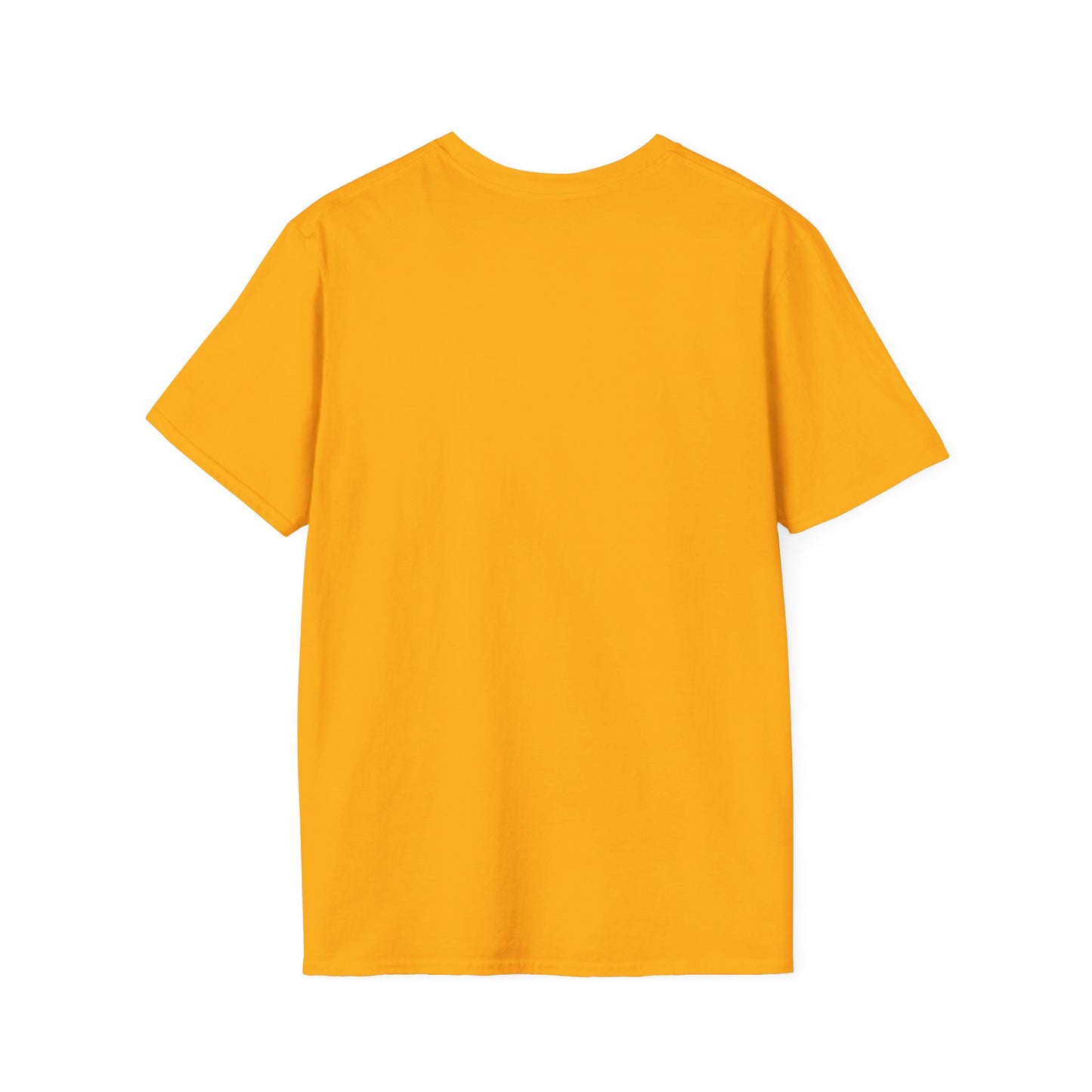 Plain yellow Printify T-shirt shown from the back for howling dead halloween shirt design