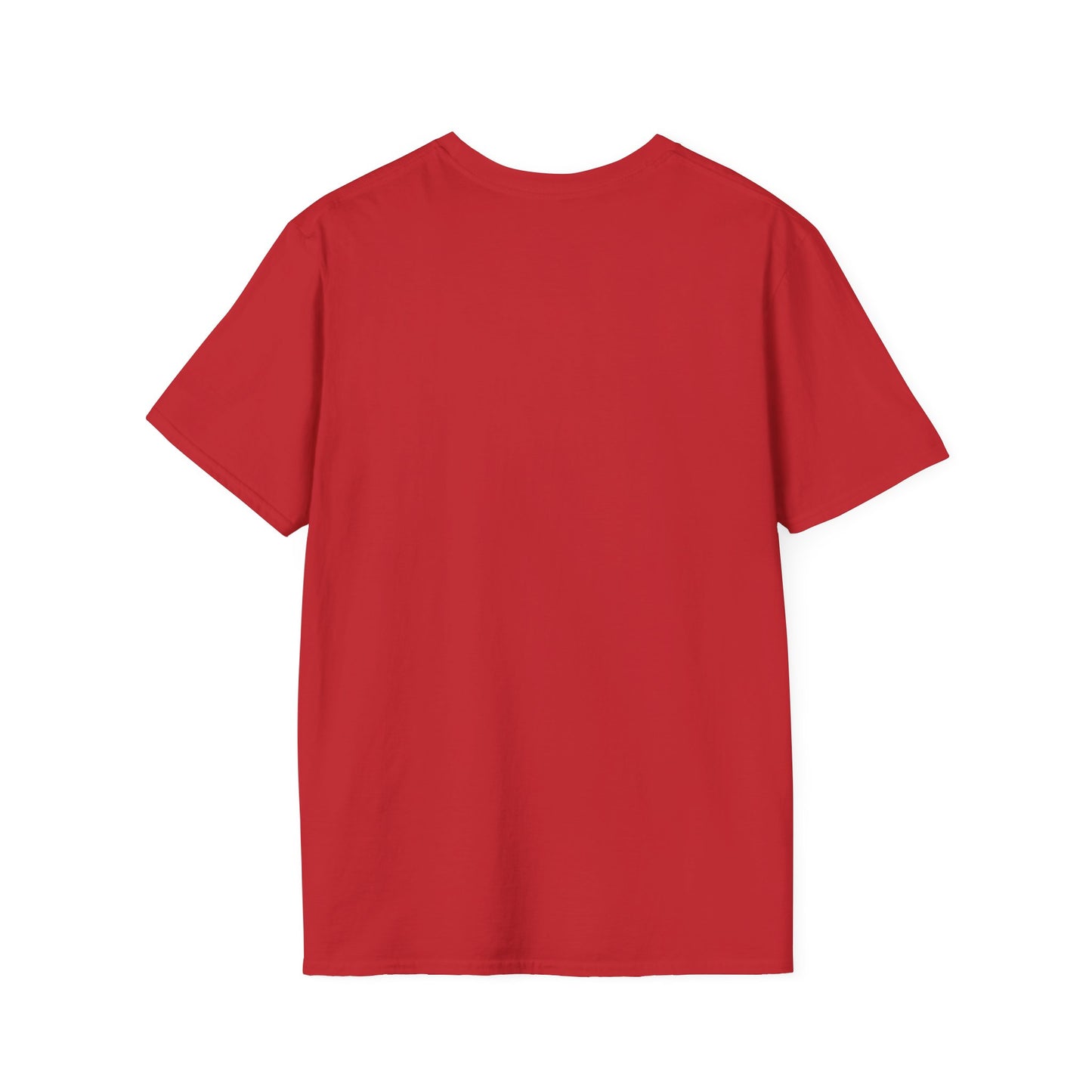 Printify red T shirt back view plain crew neck short sleeve eternal love skull t-shirt mockup