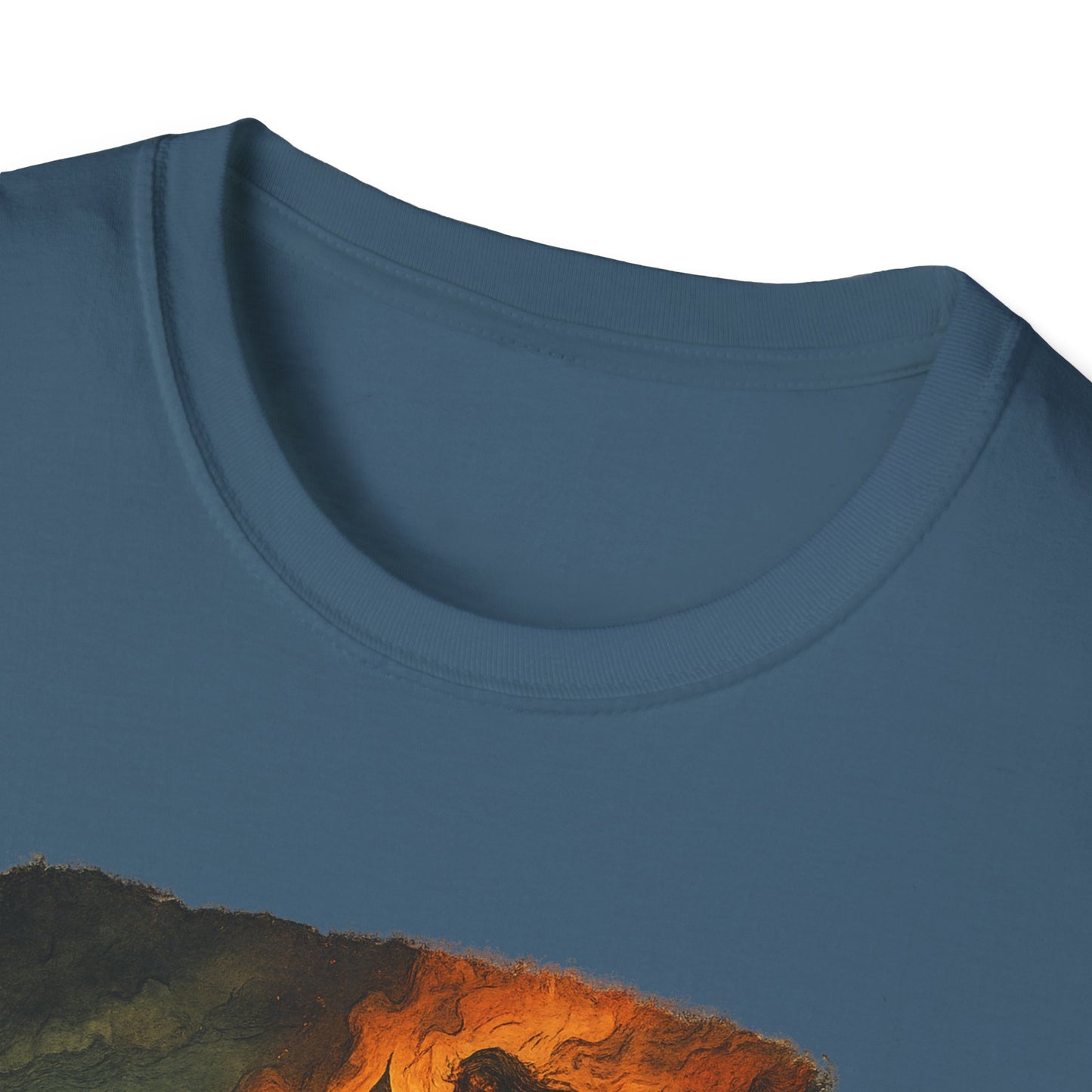 Blue Printify Jane Eyre graphic t-shirt featuring classic artwork detail with round neckline