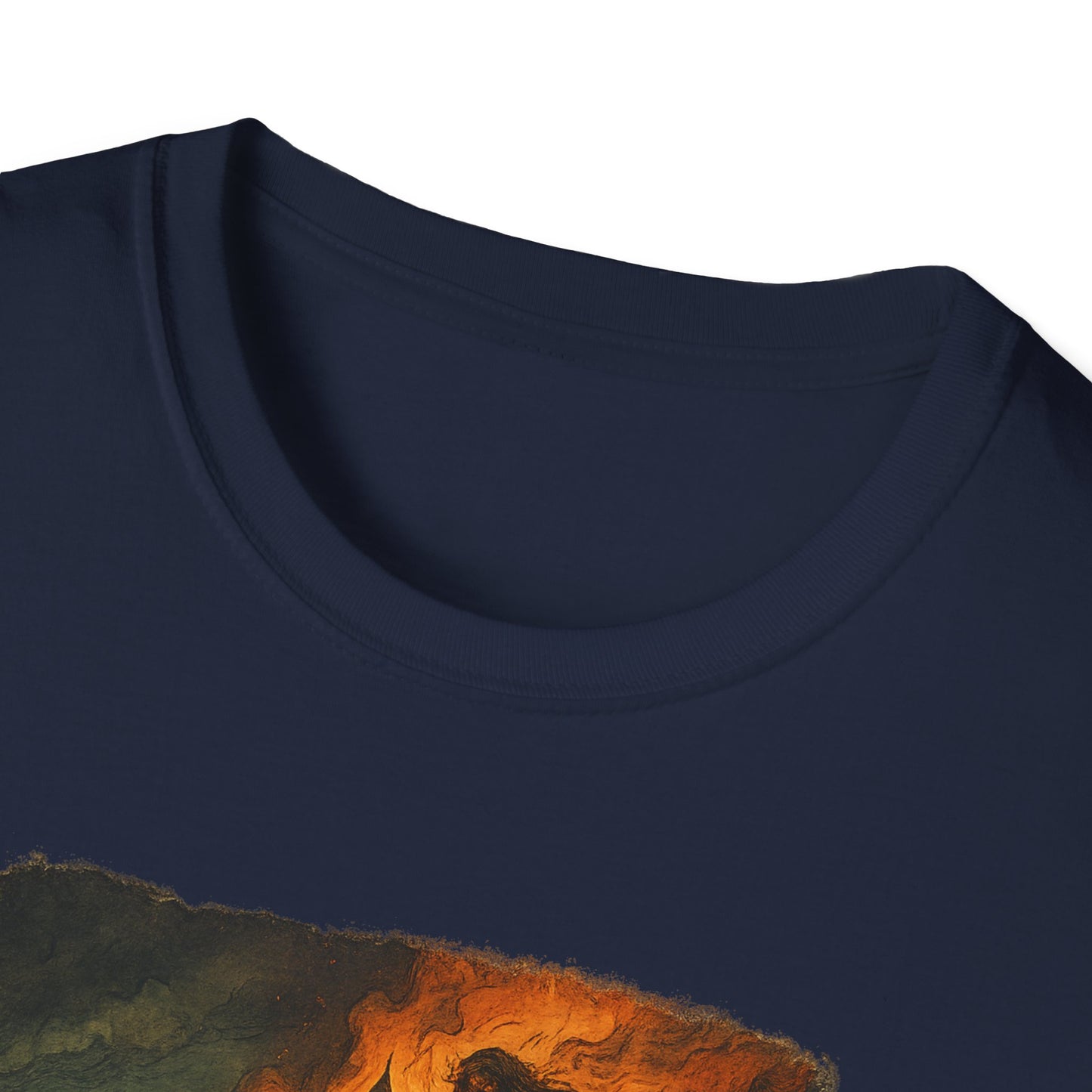 Printify navy blue Jane Eyre graphic t-shirt featuring a detailed vintage-style illustration