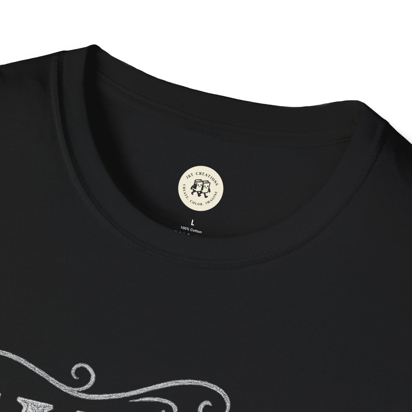 Black Printify family reunion t-shirt with round neckline and soft cotton fabric