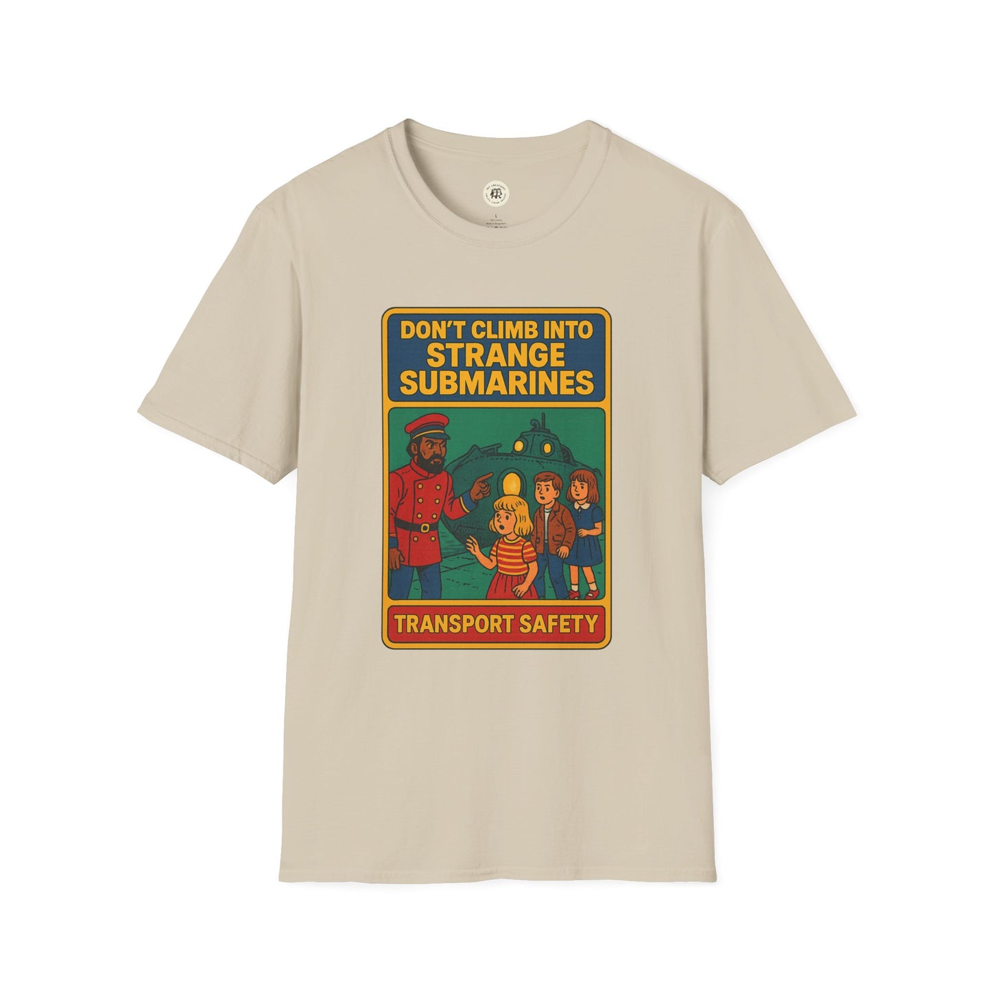 Printify Captain Nemo graphic t-shirt for kids with vintage submarine safety illustration1