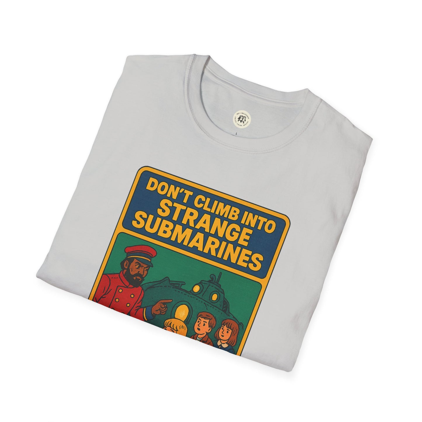 Captain Nemo graphic t-shirt for kids with vintage submarine and characters print by Printify