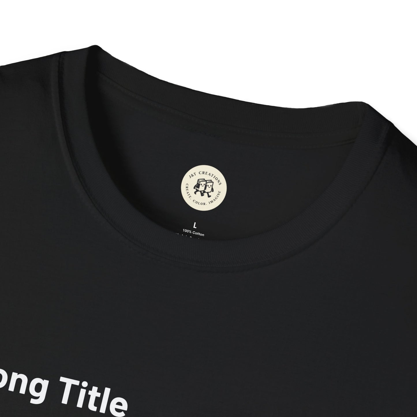 Black Printify custom music player t-shirt with round neckline and soft fabric