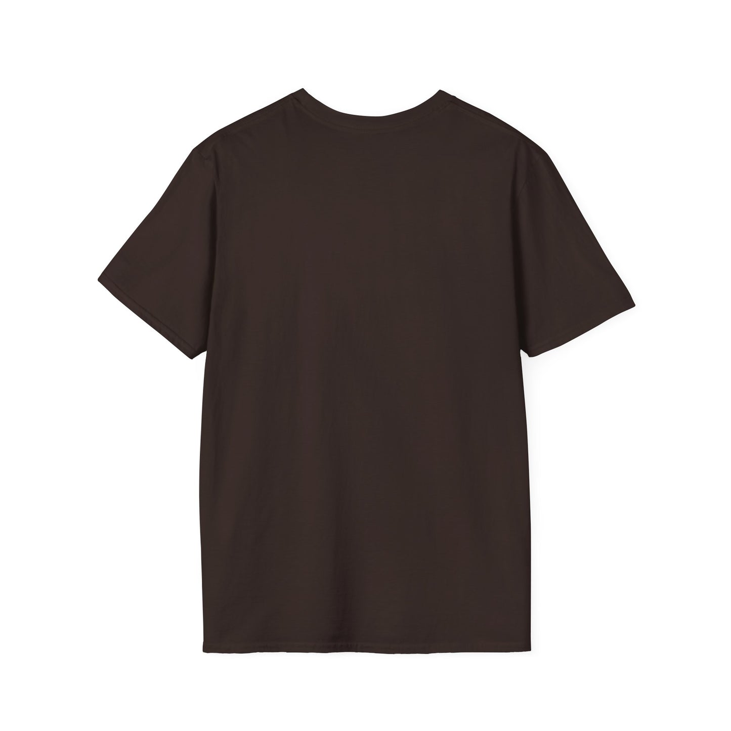 Black custom music player t-shirt from Printify shown from the back with short sleeves