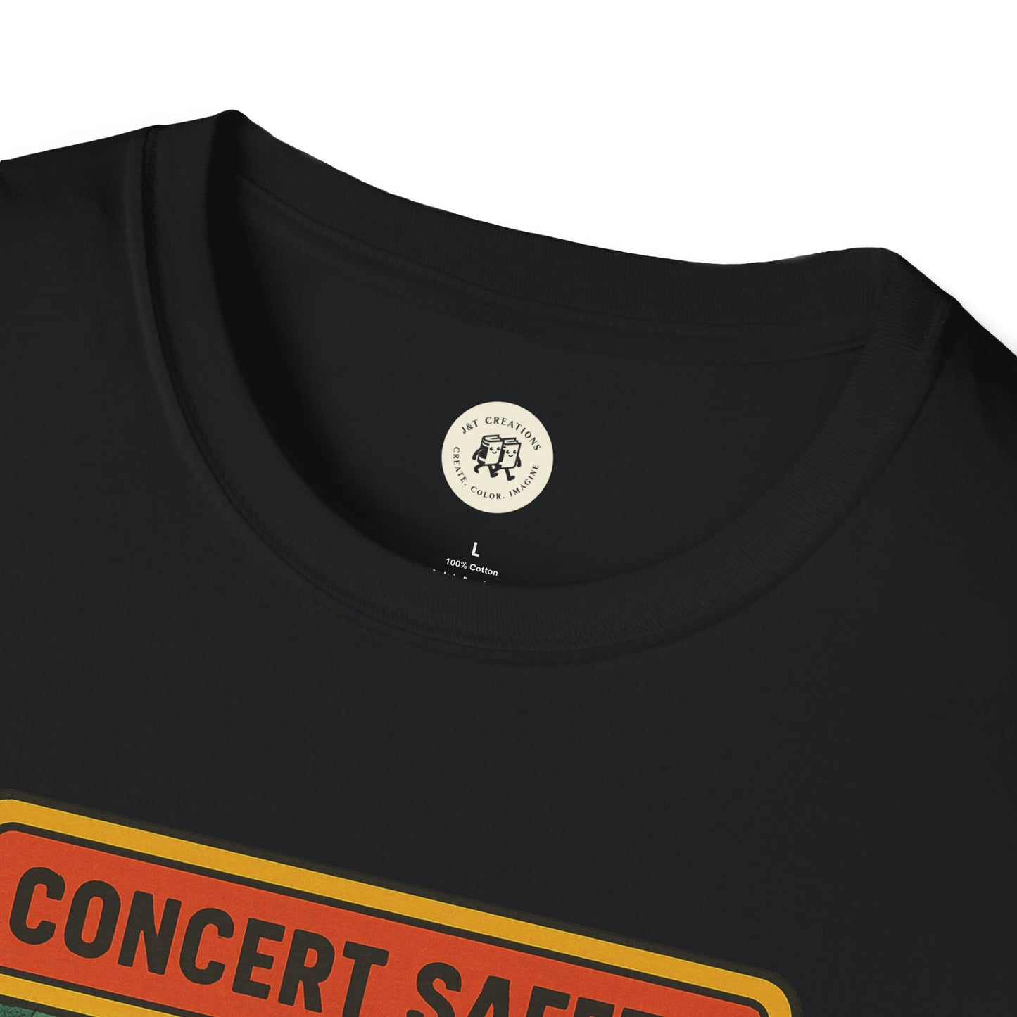 Black Printify T-Shirt featuring Pearl Jam crowd surfing tee graphic with concert safety design