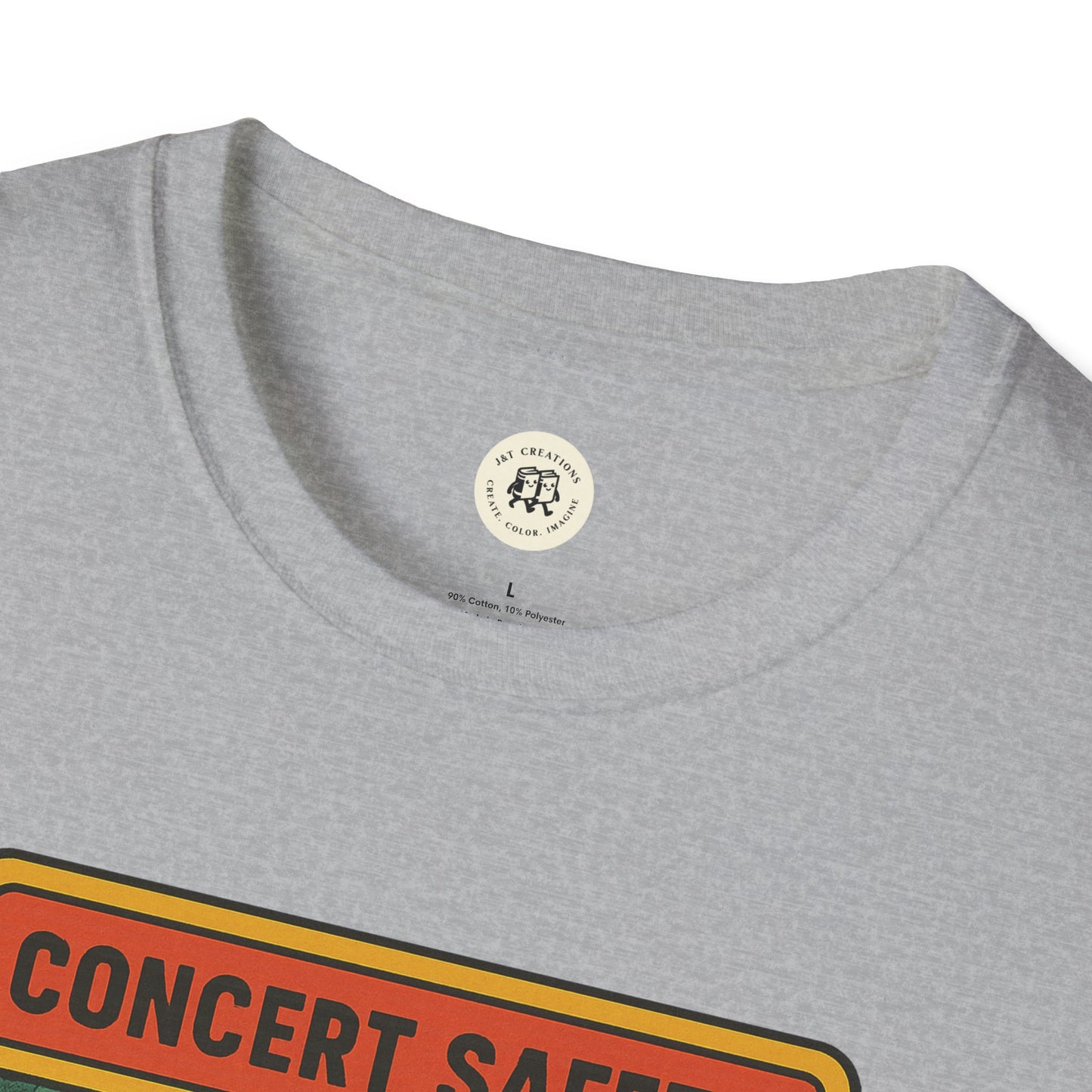 Printify gray Pearl Jam crowd surfing tee with concert safety graphic and crew neck style