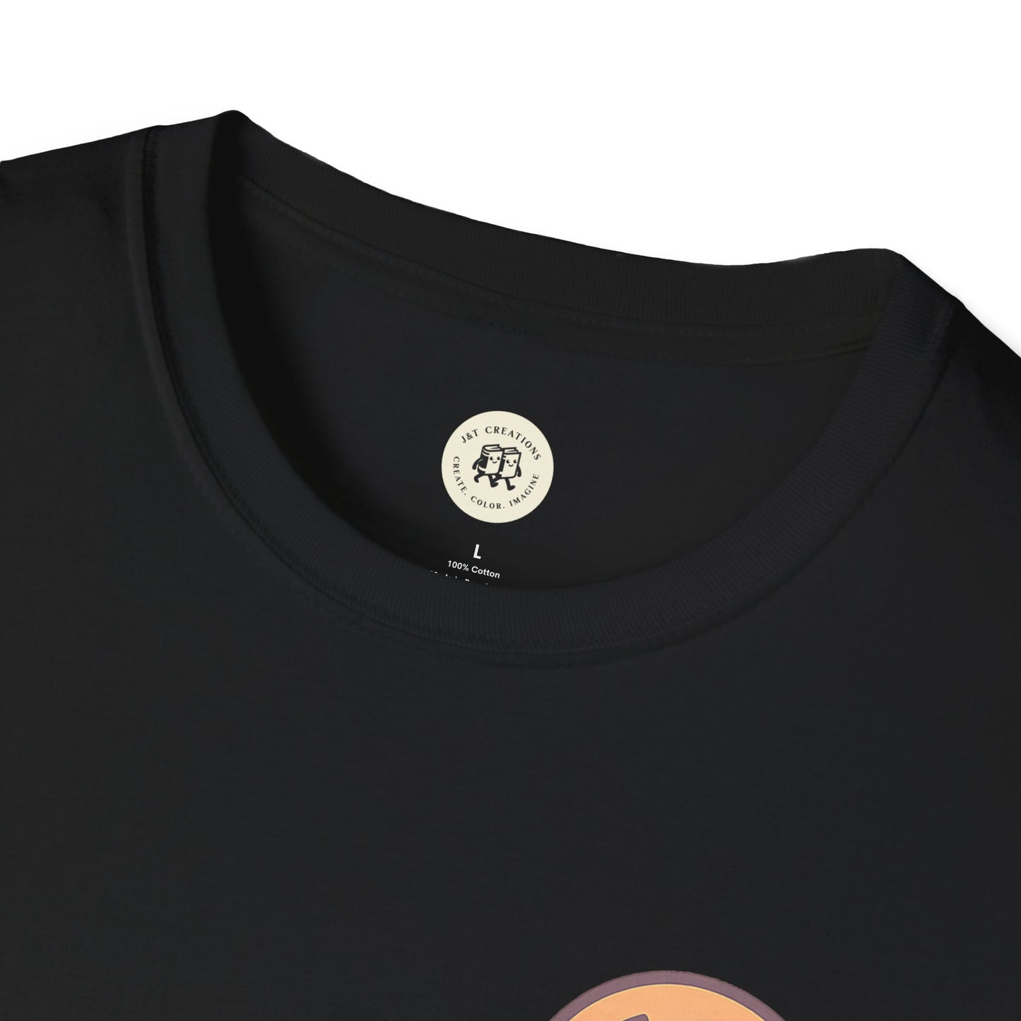 Printify black t-shirt featuring a cute Halloween bat t-shirt design perfect for spooky season