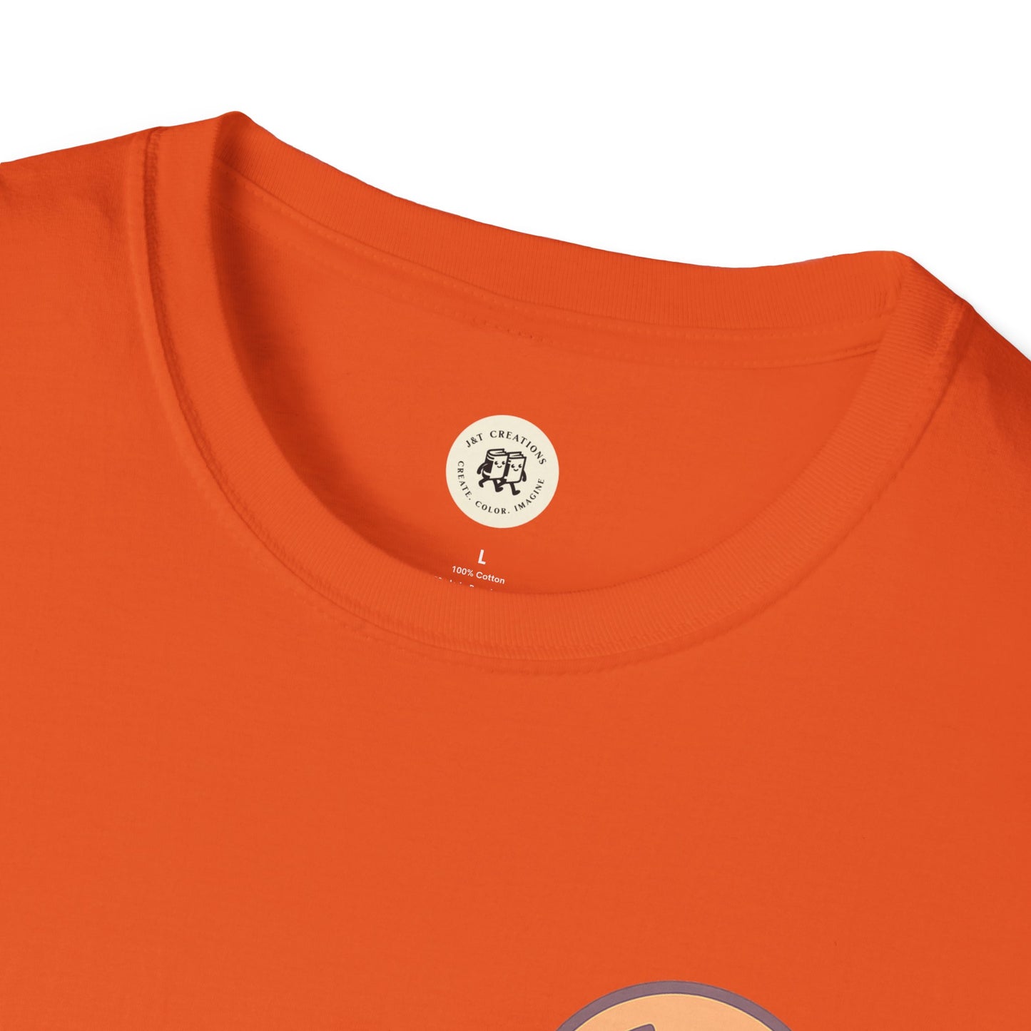 Orange Printify T-Shirt featuring a cute Halloween bat t-shirt design for festive wear