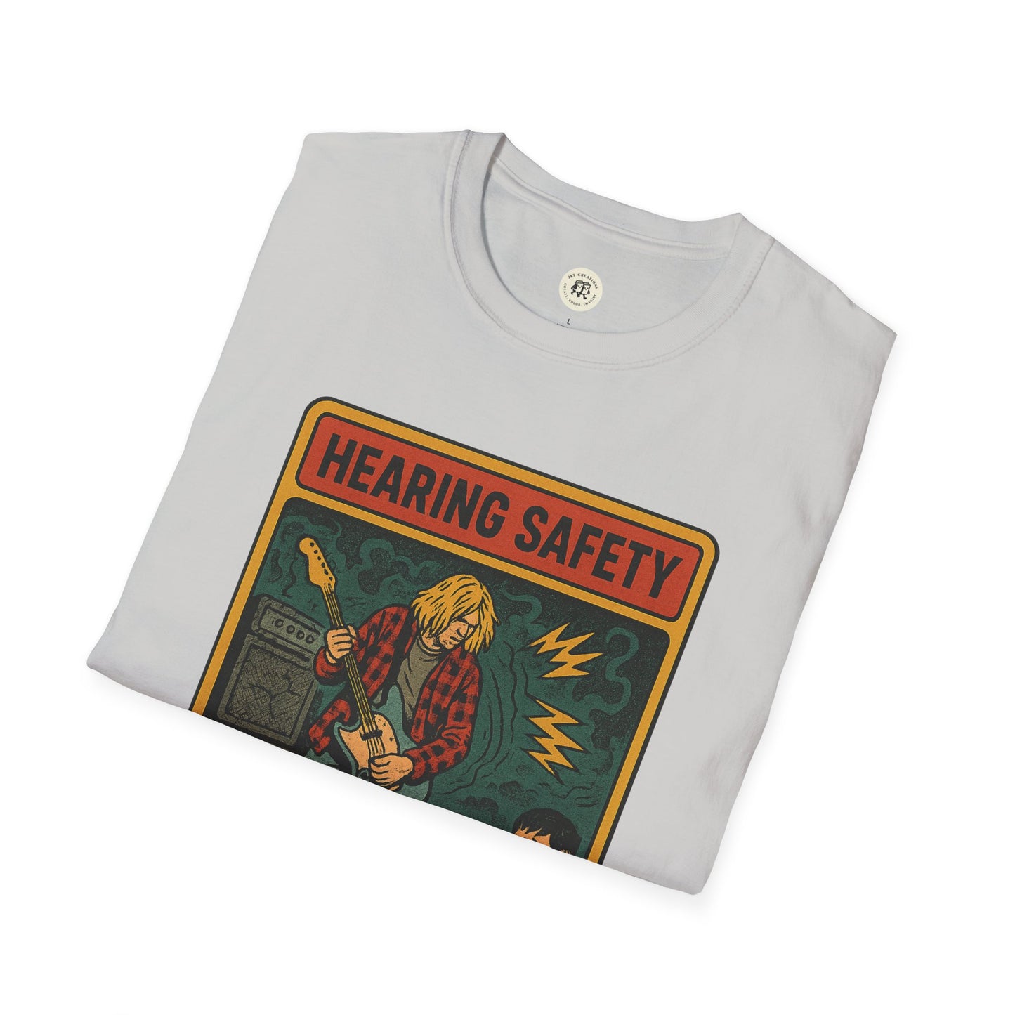 Printify nirvana retro safety shirt white tee with vintage hearing safety graphic design