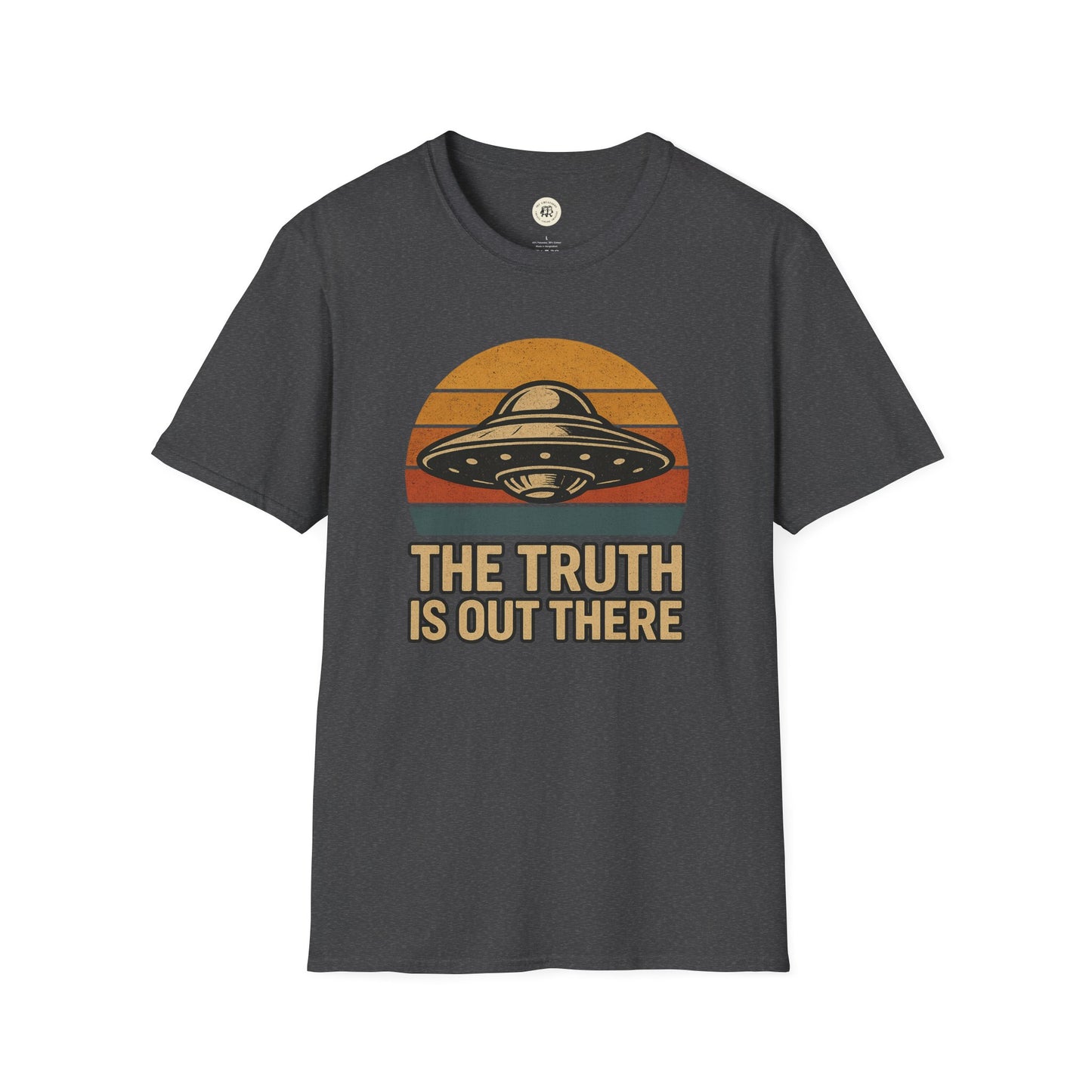 Printify retro UFO t-shirt with vintage spaceship graphic and The Truth Is Out There text1