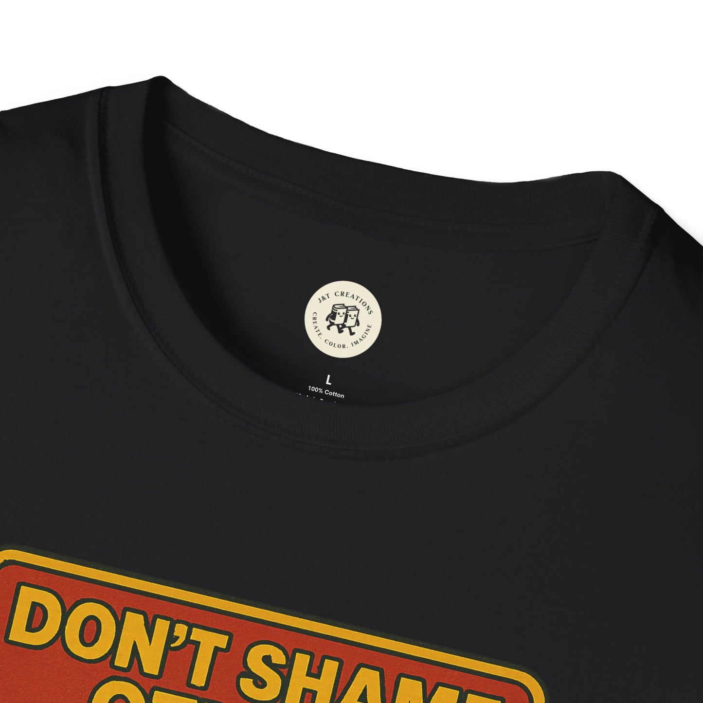 Black Printify T-Shirt featuring bold text design, perfect Hester Prynne kindness shirt style