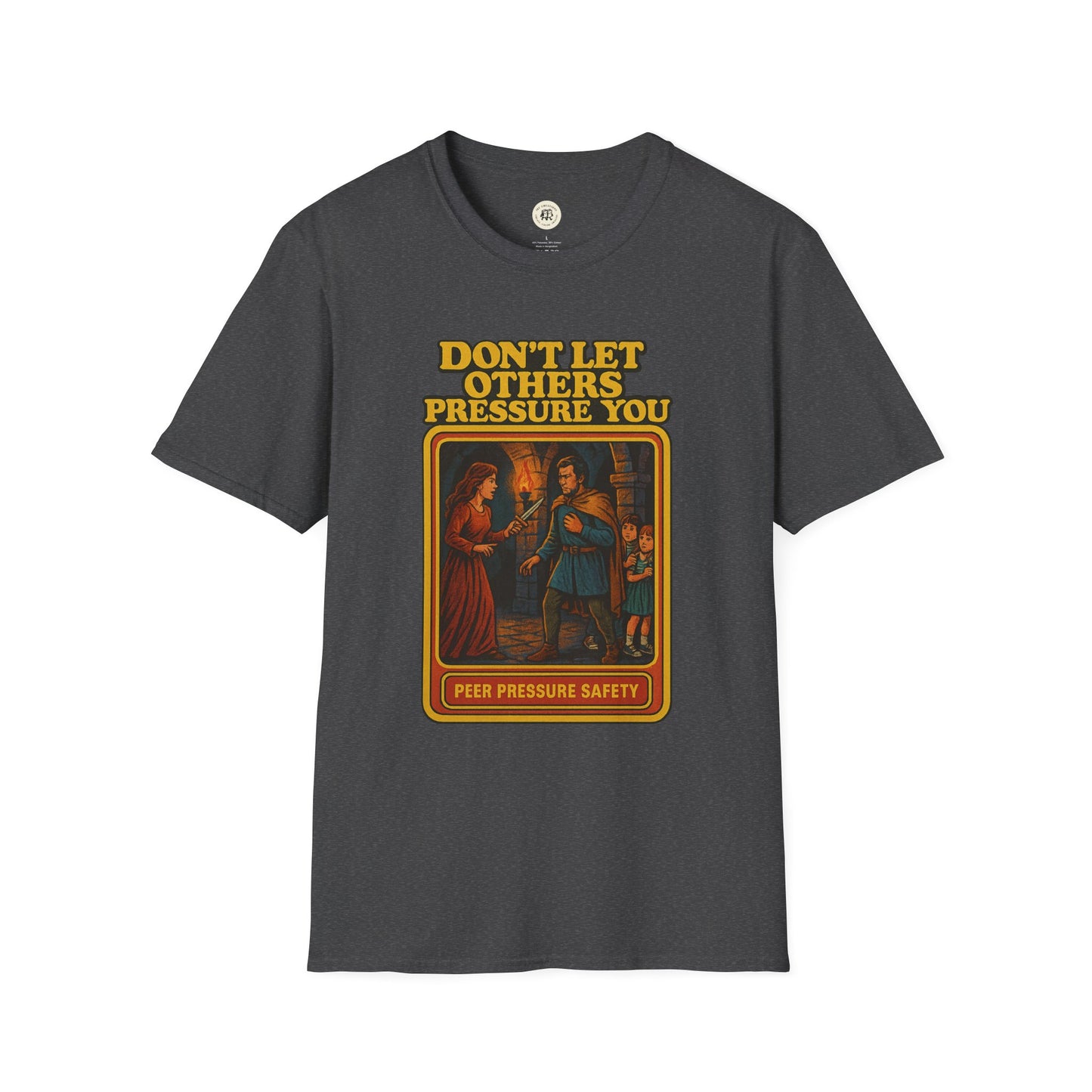 Printify dark gray Lady Macbeth inspirational shirt with vintage style illustration and motivational text