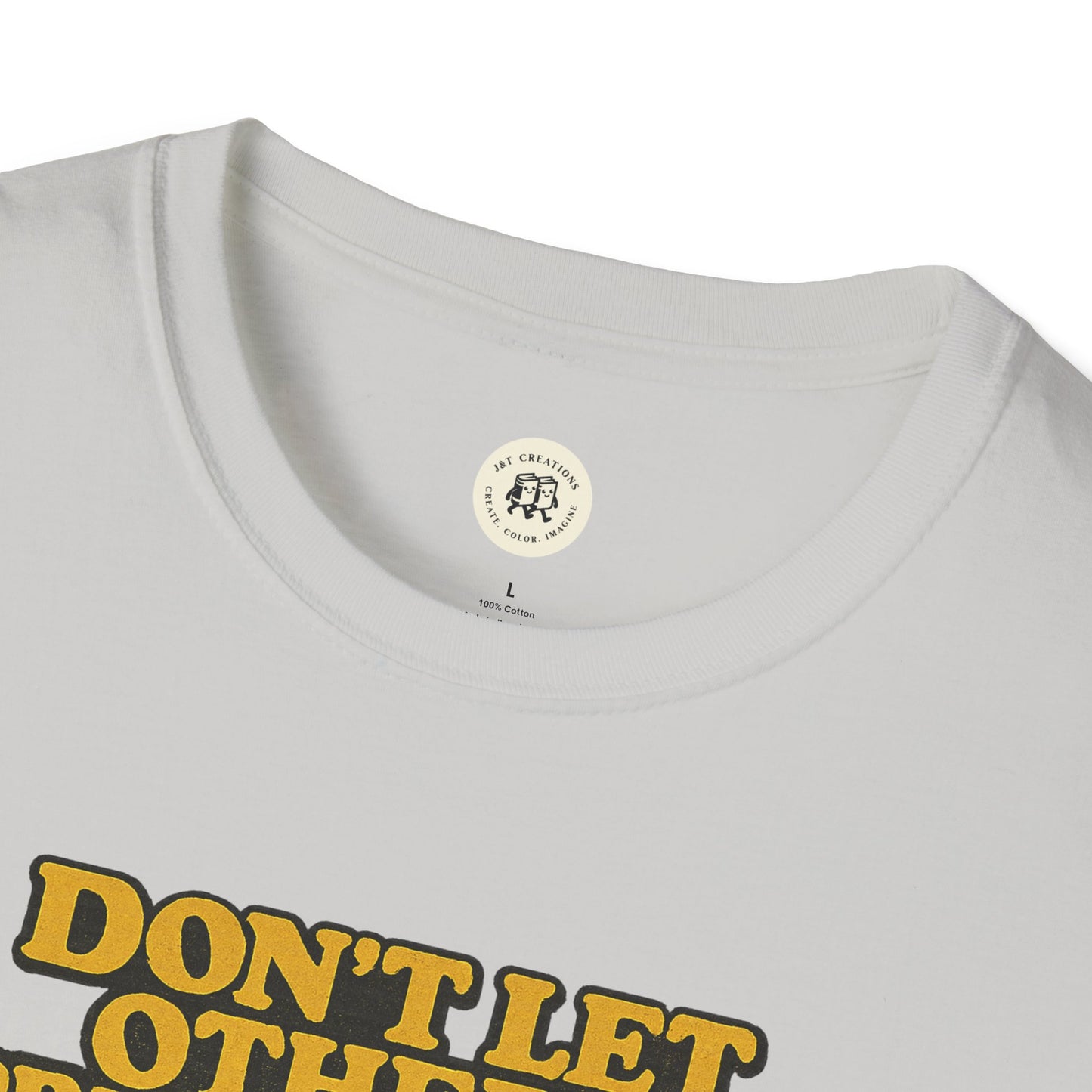 White Lady Macbeth inspirational shirt by Printify with bold yellow text graphic on front