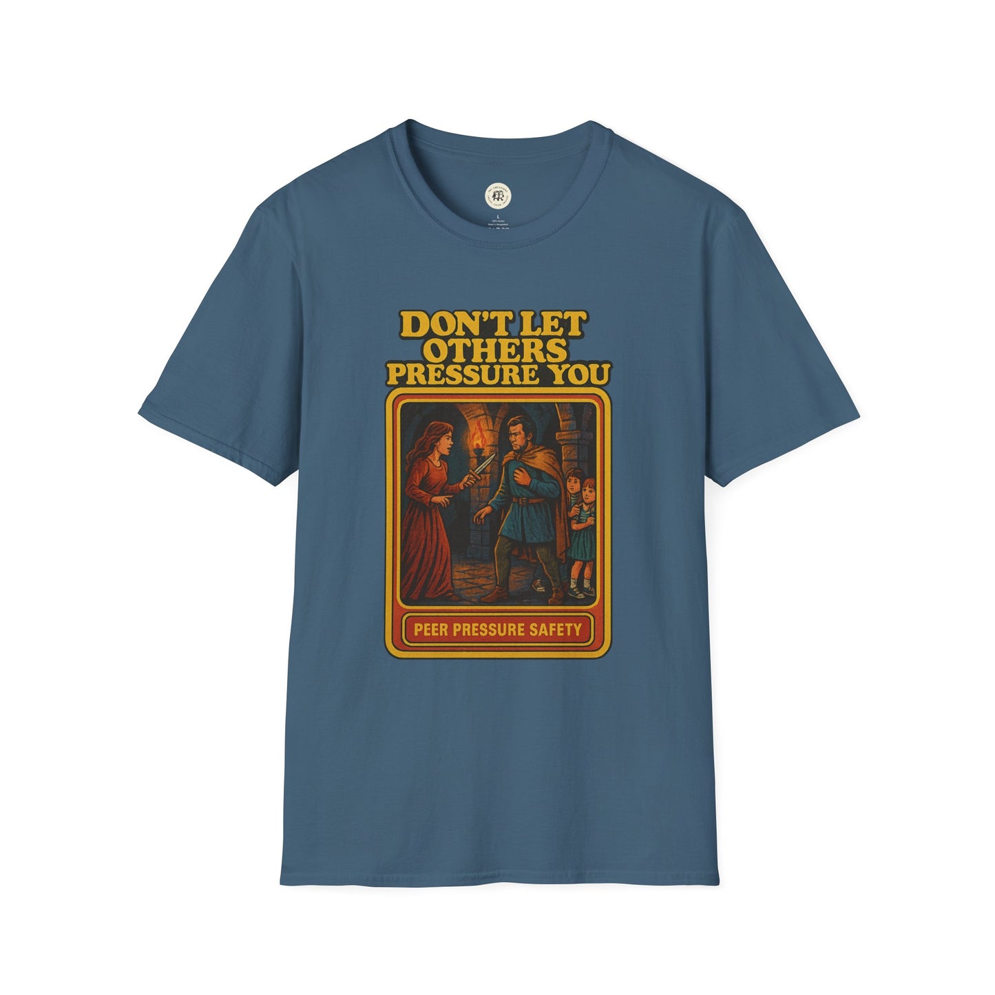 Lady Macbeth inspirational shirt with Dont Let Others Pressure You vintage style graphic on blue Printify t-shirt