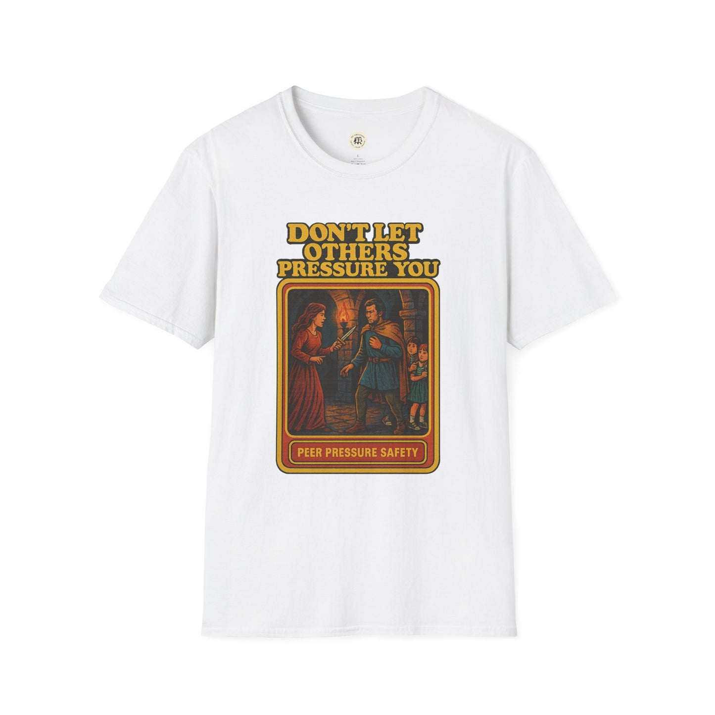 White Lady Macbeth inspirational shirt with vintage style graphic and motivational text print