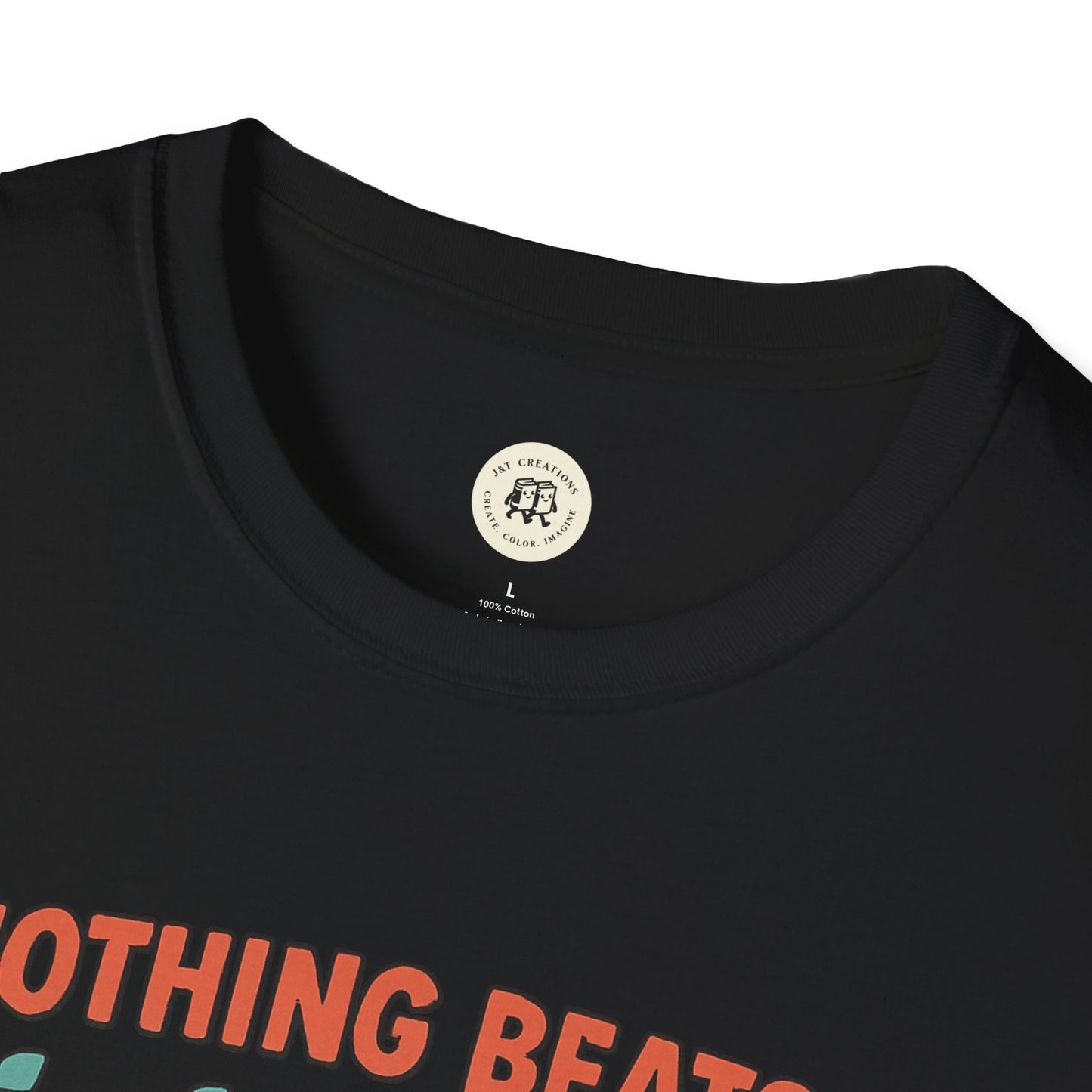 Black Printify t-shirt featuring a colorful text design for Jet2 holiday t-shirt fans
