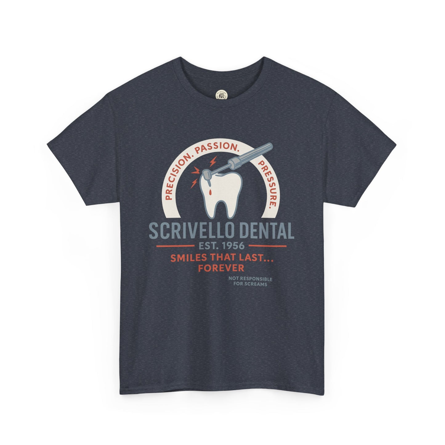 Little Shop of Horrors t-shirt with Scrivello Dental graphic and vintage dental logo