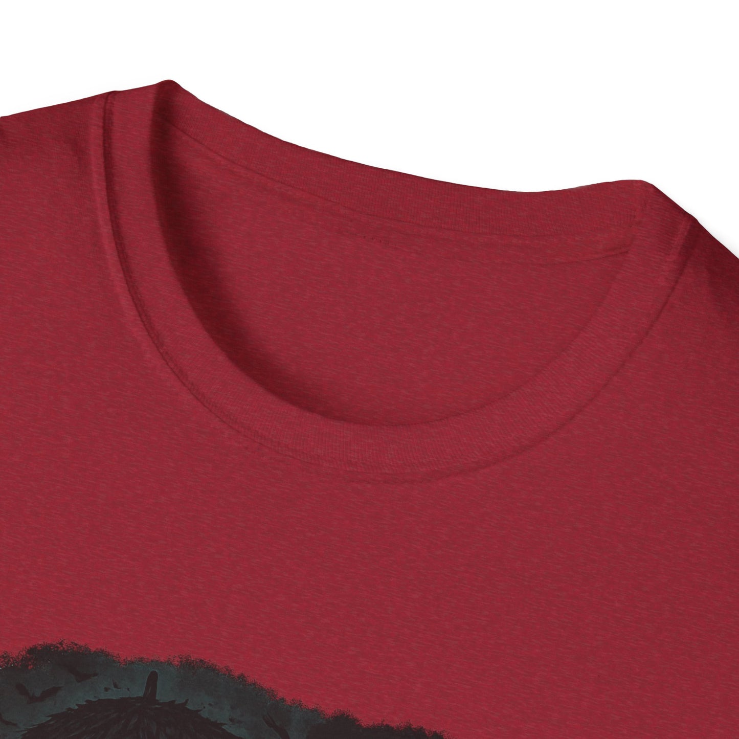 Red Printify T-Shirt featuring Mary Poppins inspired art tee with soft fabric and round neckline