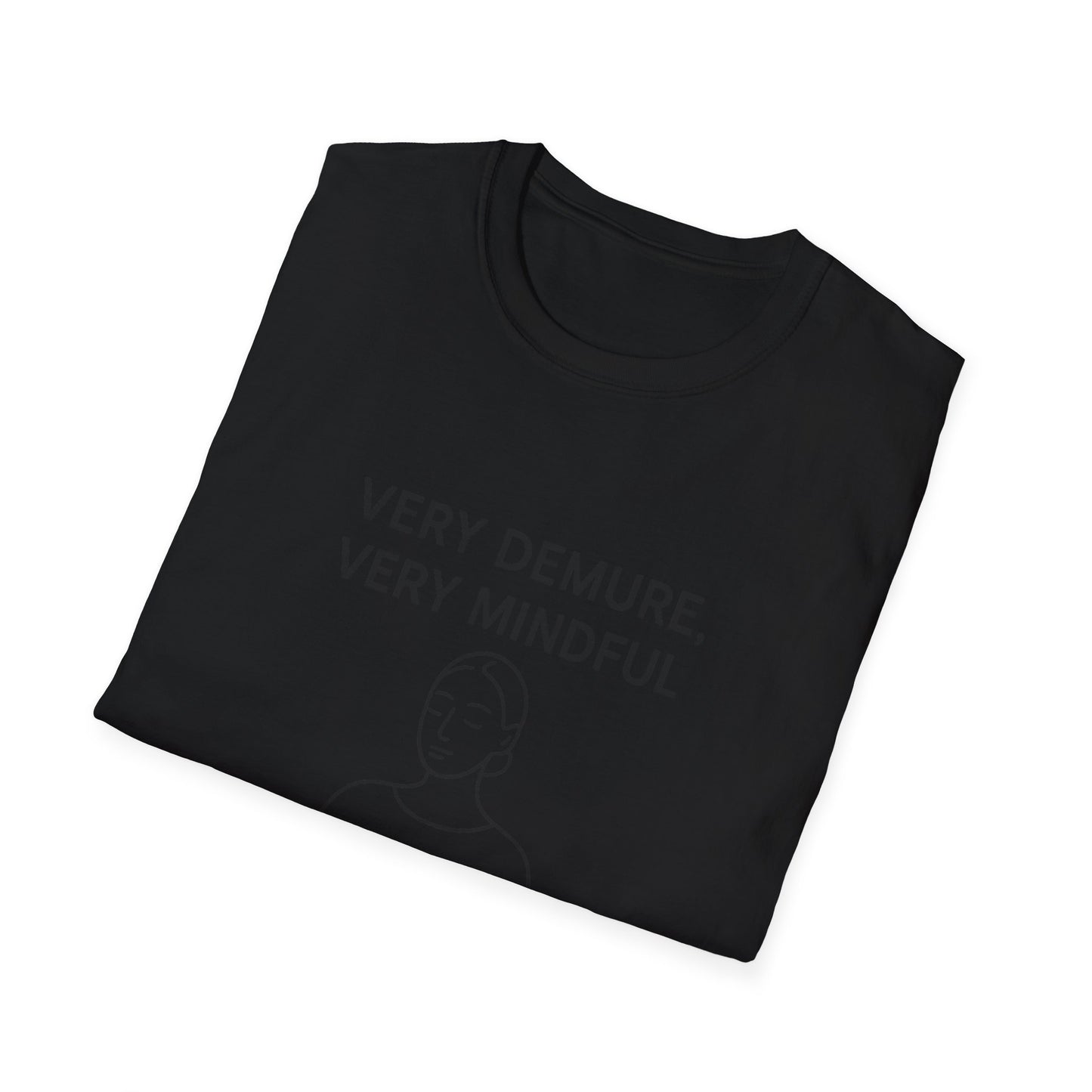 Black Printify mindfulness graphic t-shirt featuring a subtle design with thoughtful text and illustration
