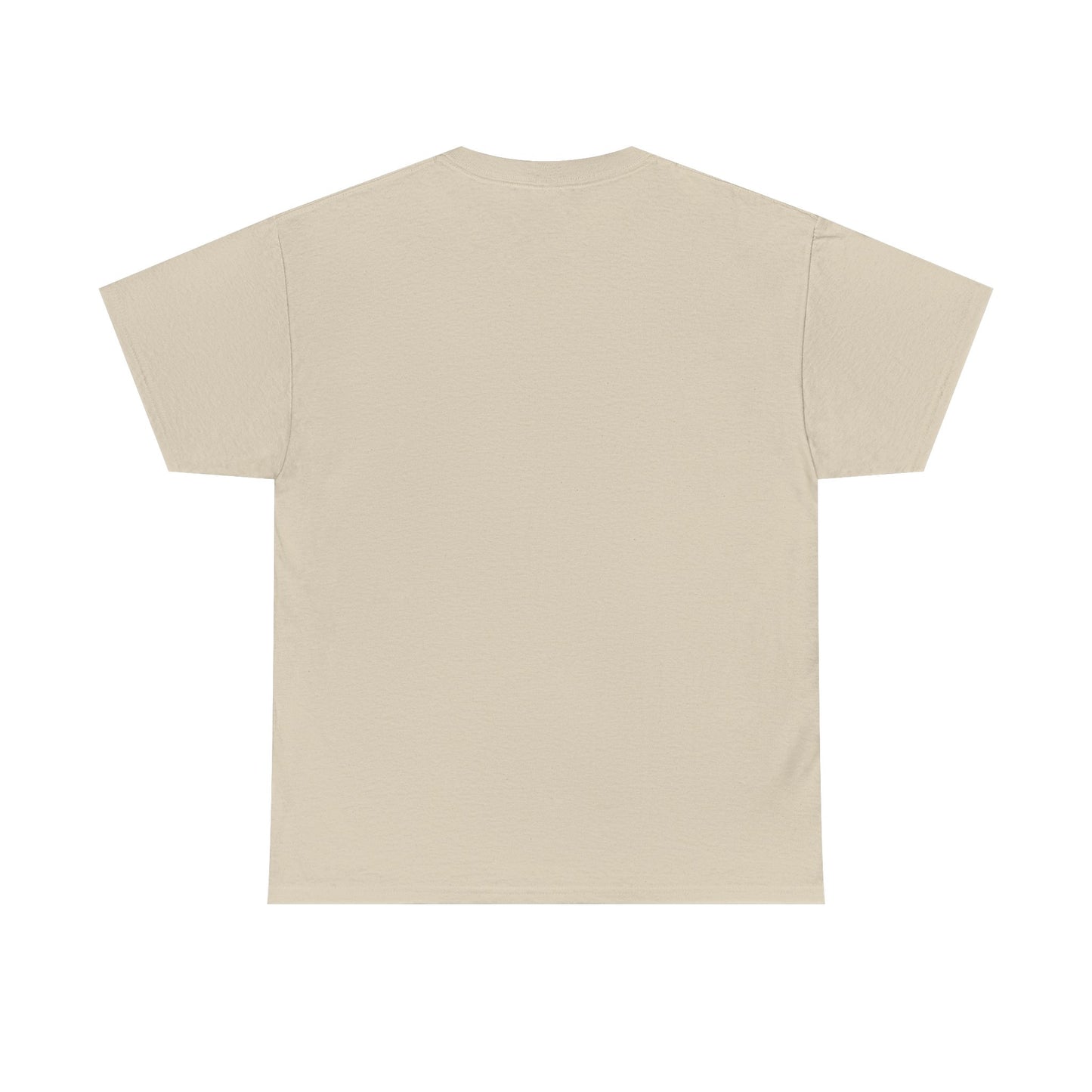 Back view of beige my precious unisex cotton tee by Printify with short sleeves and classic fit