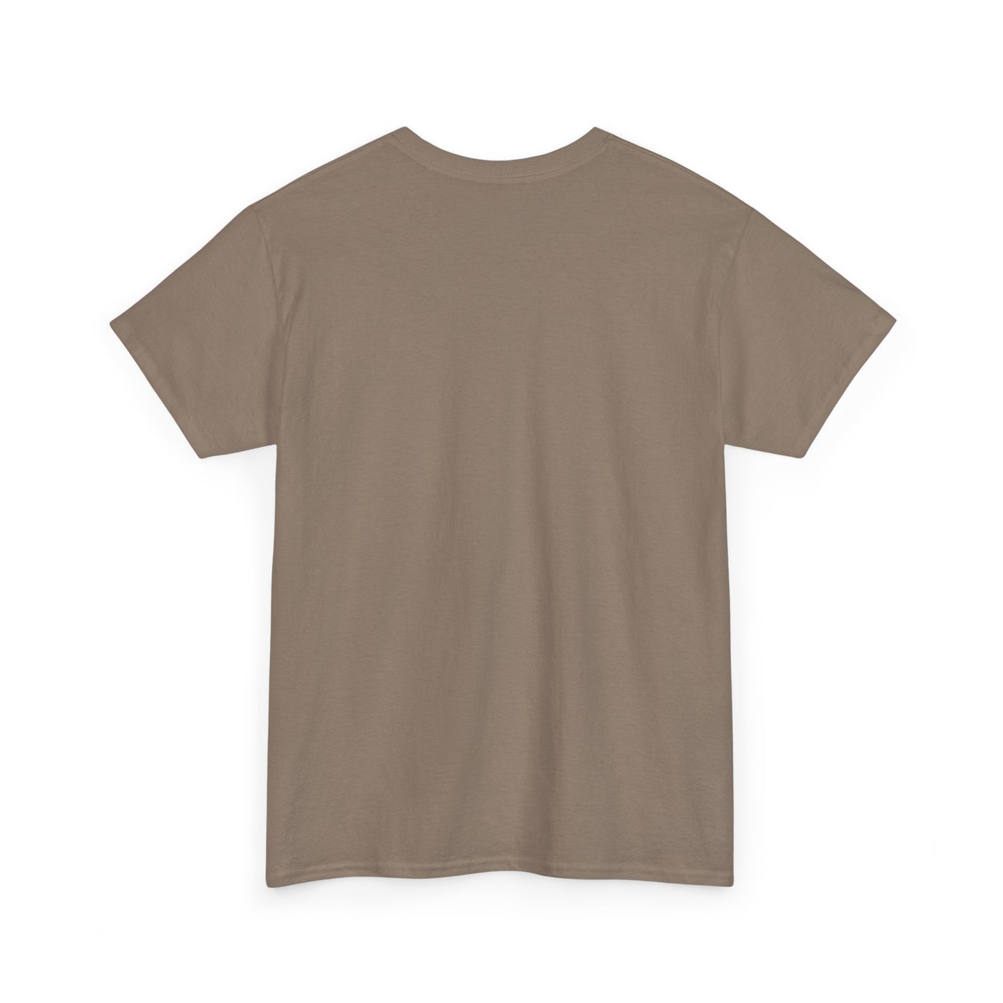 Back view of my precious unisex cotton tee in brown by Printify with short sleeves and plain design