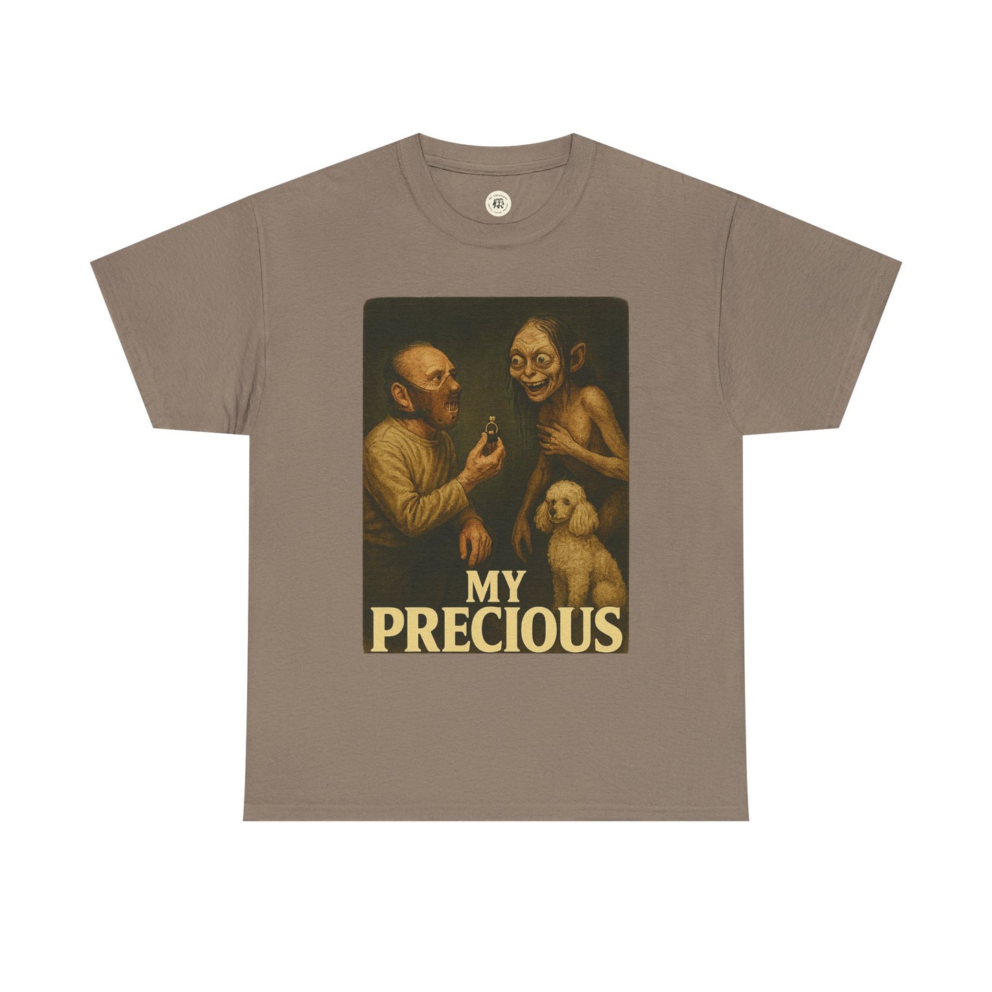 Printify my precious unisex cotton tee in brown with vintage style graphic and bold text design