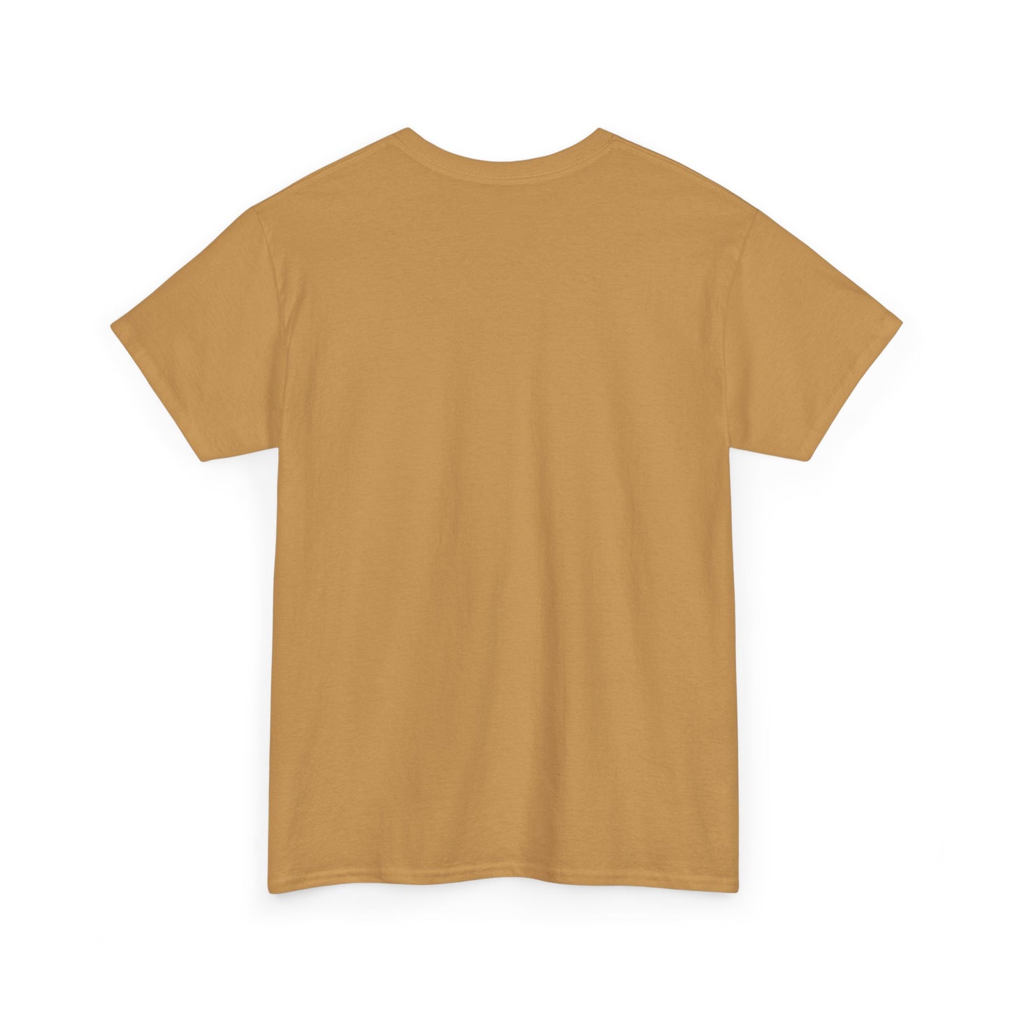 Back view of my precious unisex cotton tee in mustard color by Printify, soft and comfortable fabric