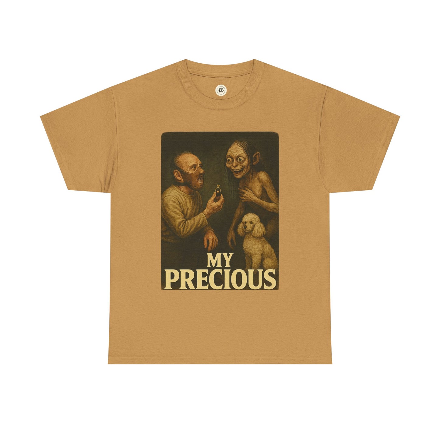 Printify my precious unisex cotton tee in tan with vintage style graphic and text design