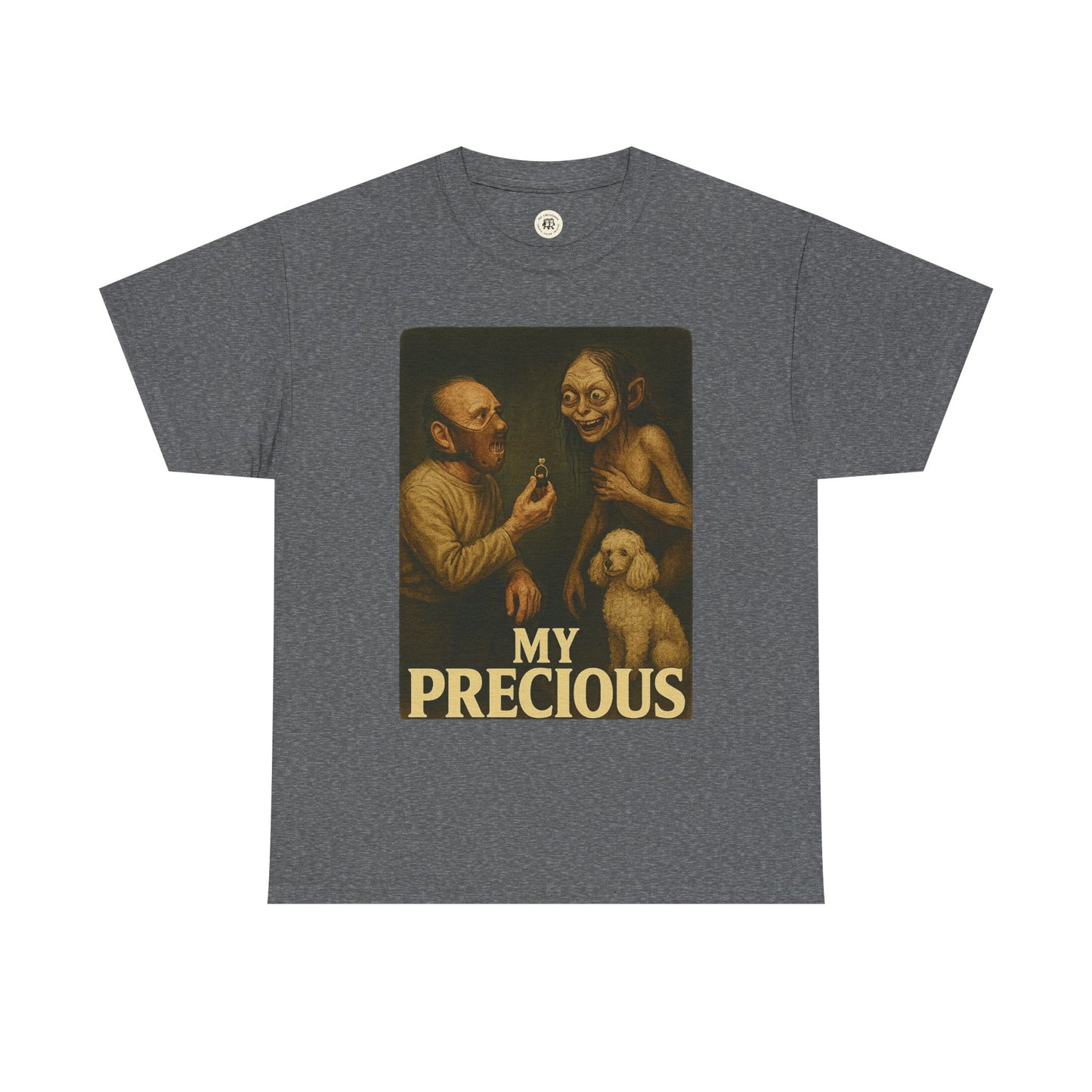 my precious unisex cotton tee in dark gray with vintage style graphic and text print