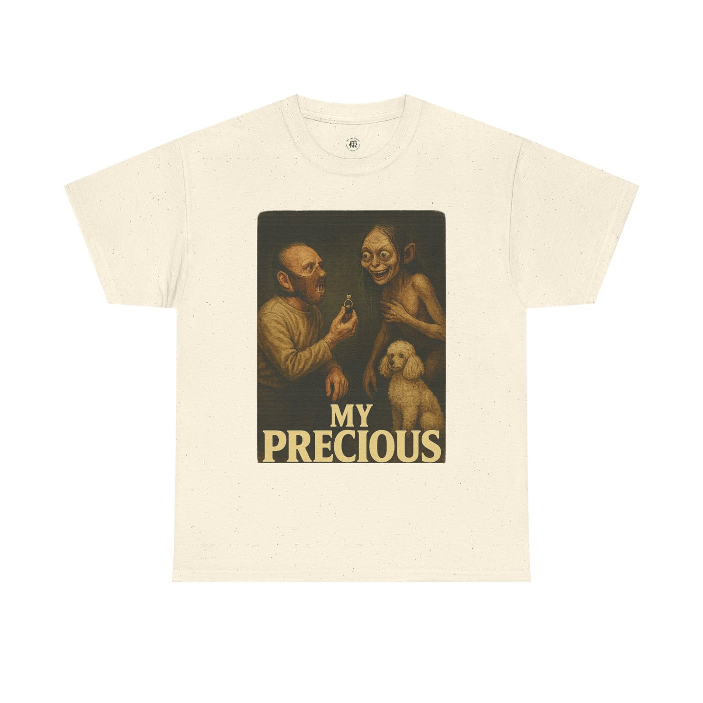 Printify my precious unisex cotton tee with vintage style graphic and beige fabric