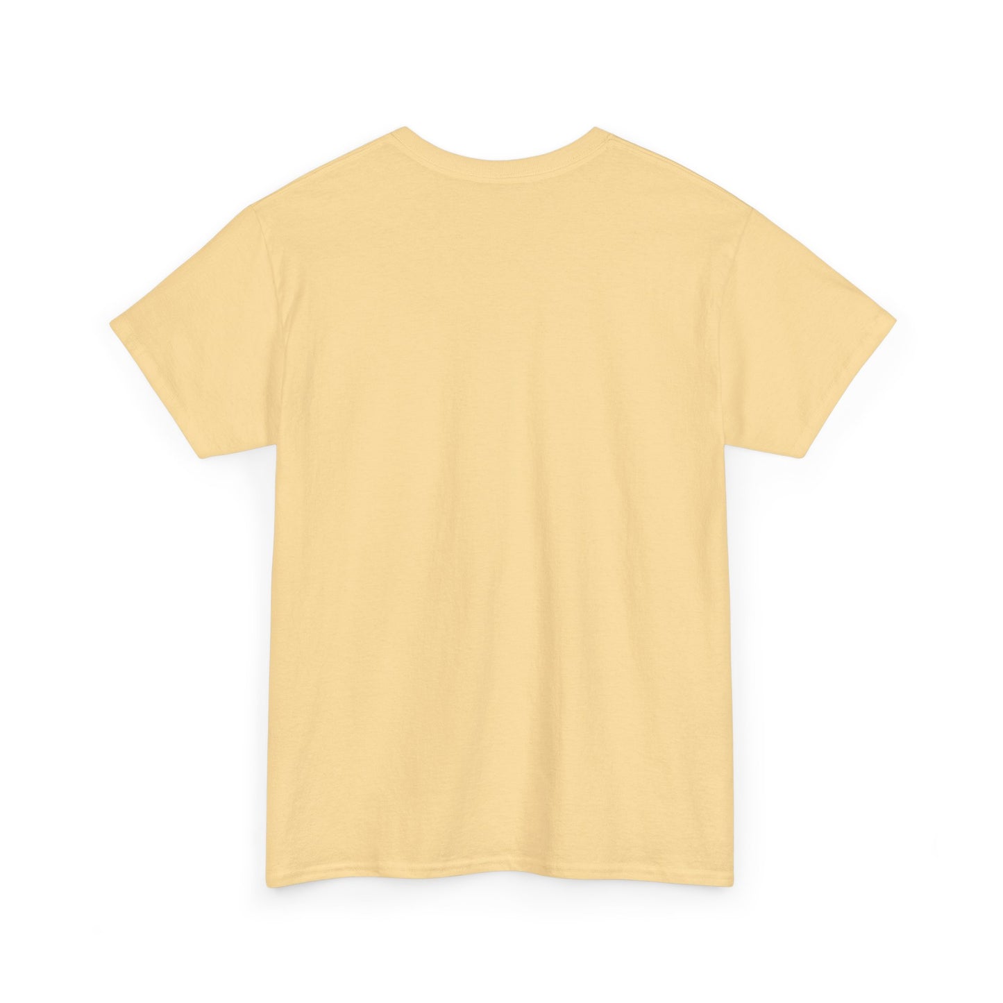 Back view of my precious unisex cotton tee in light yellow by Printify with short sleeves and crew neck