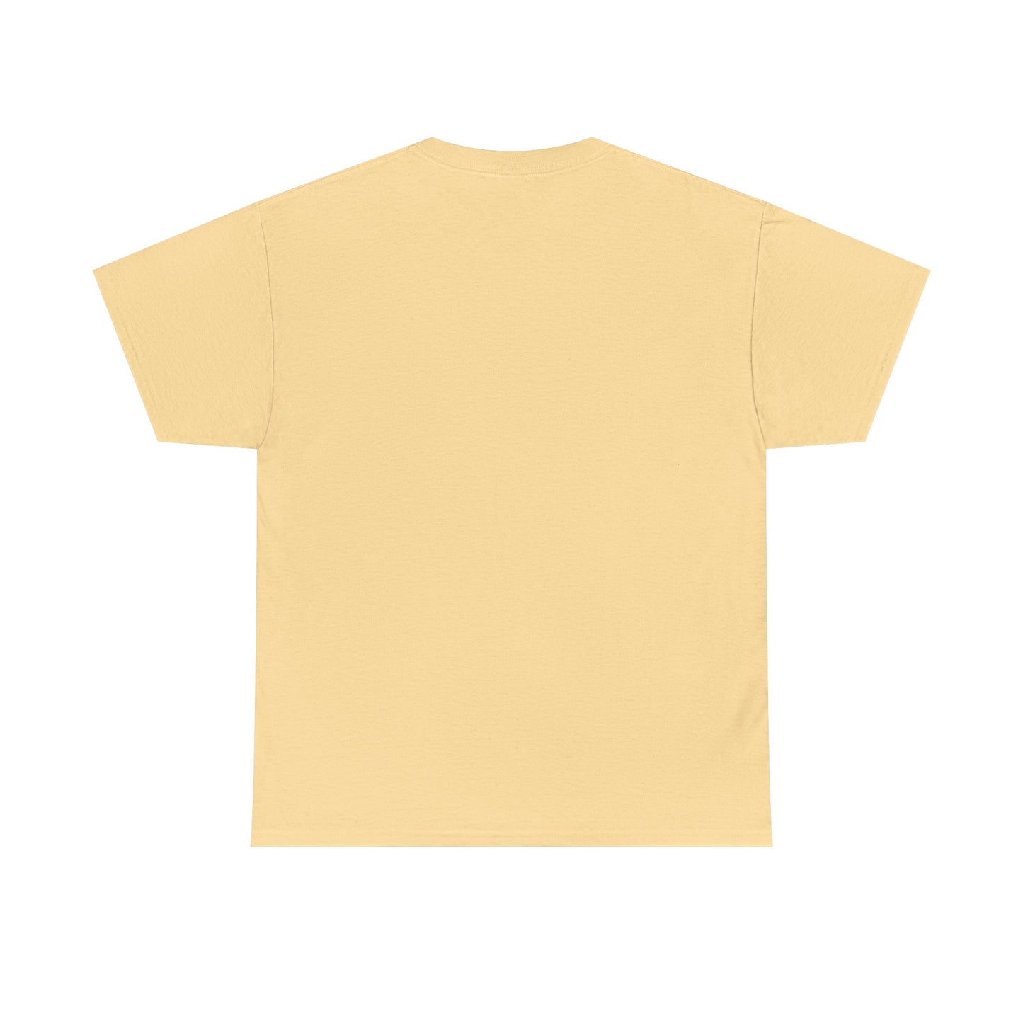 Back view of a plain beige my precious unisex cotton tee by Printify in a classic fit