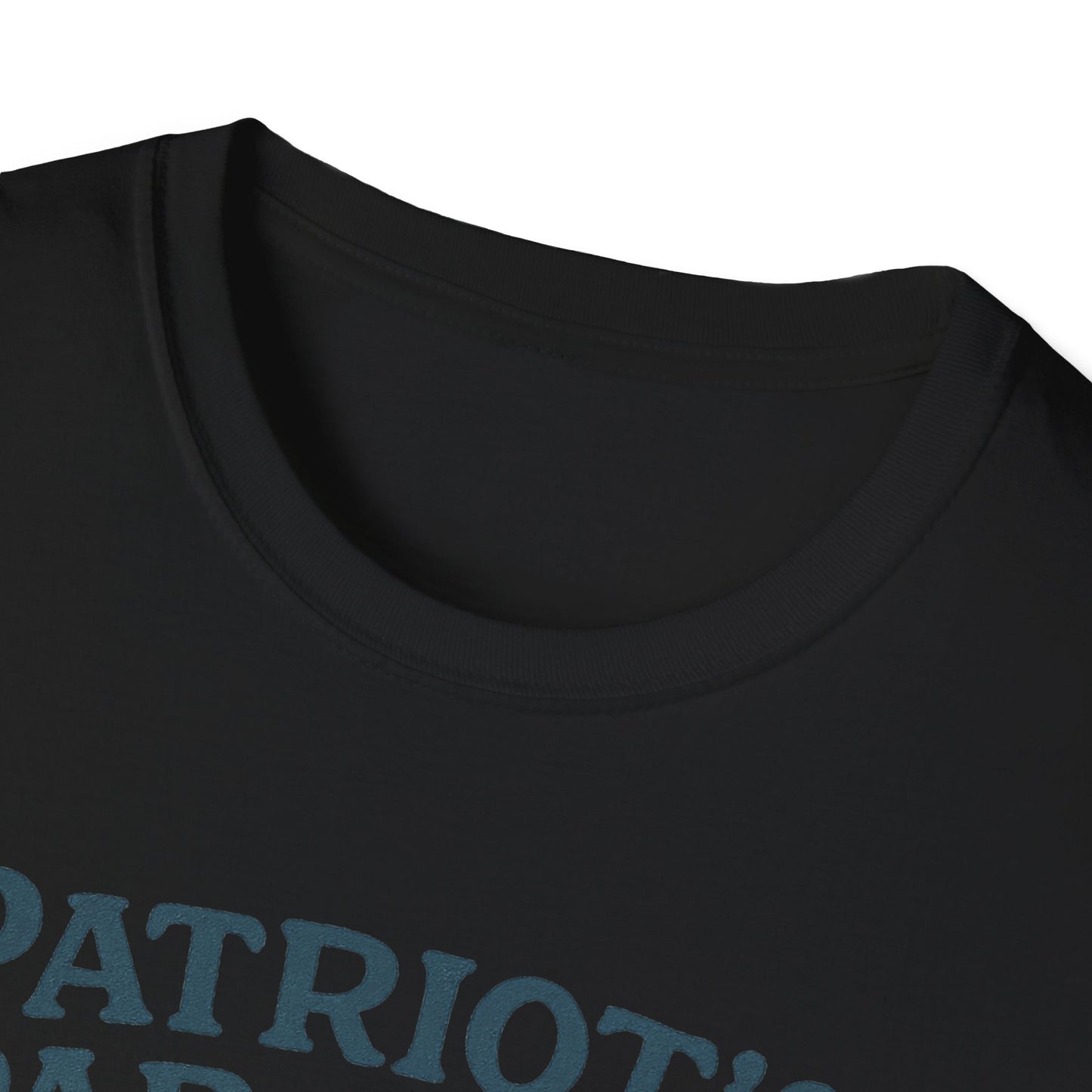 Close-up of black Printify Napa Valley vineyard t-shirt featuring blue printed text design