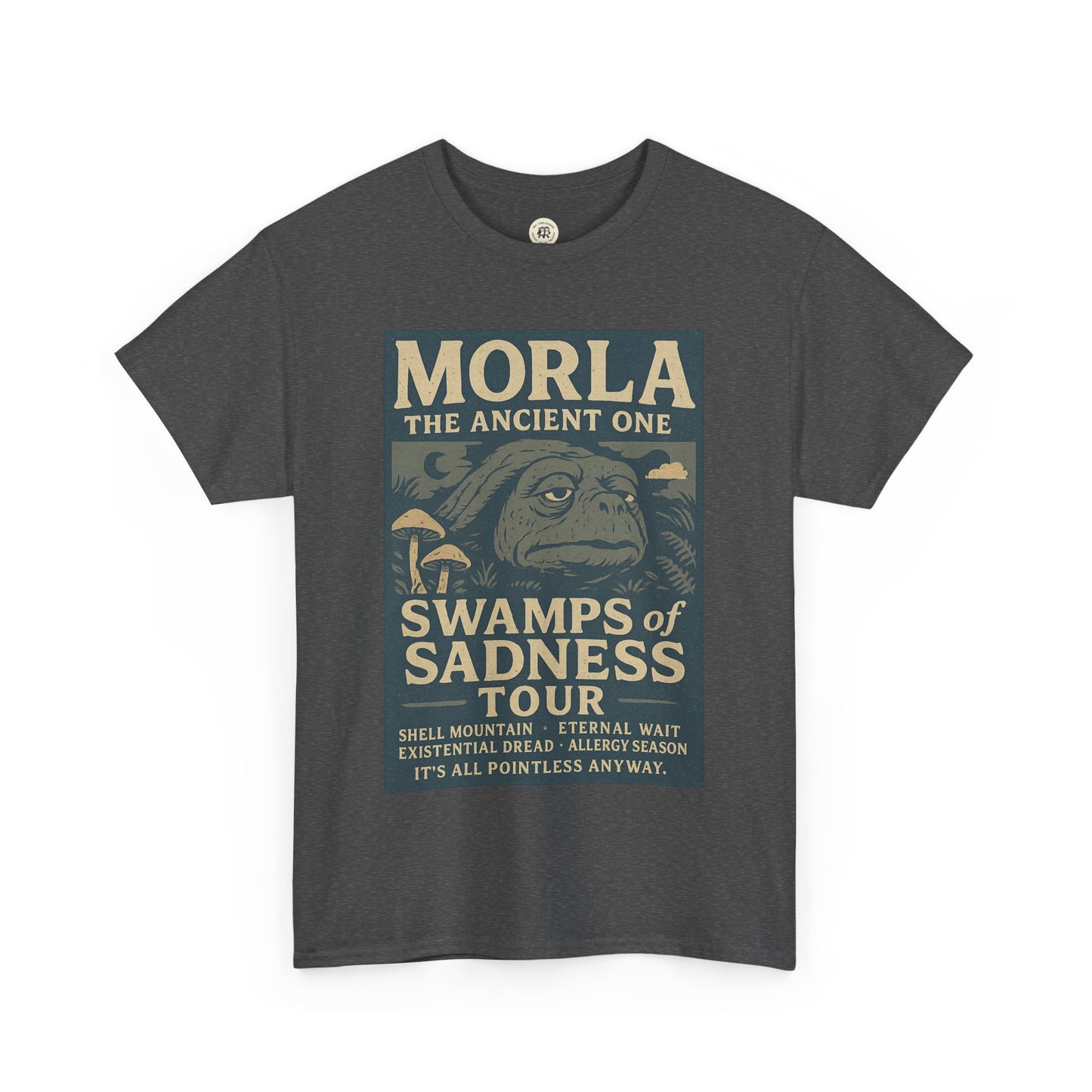 Neverending Story Morla t-shirt in dark gray with vintage style swamp tour graphic print