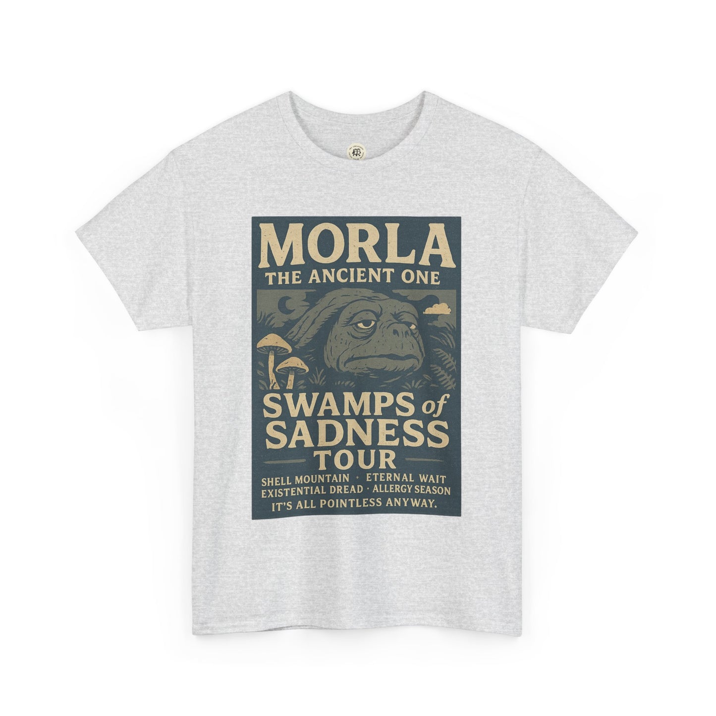 Neverending Story Morla t-shirt in light gray with vintage swamp tour graphic design