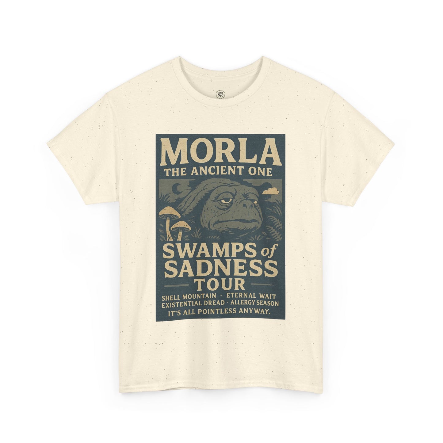 Printify Neverending Story Morla t-shirt with vintage Morla the Ancient One swamp tour design