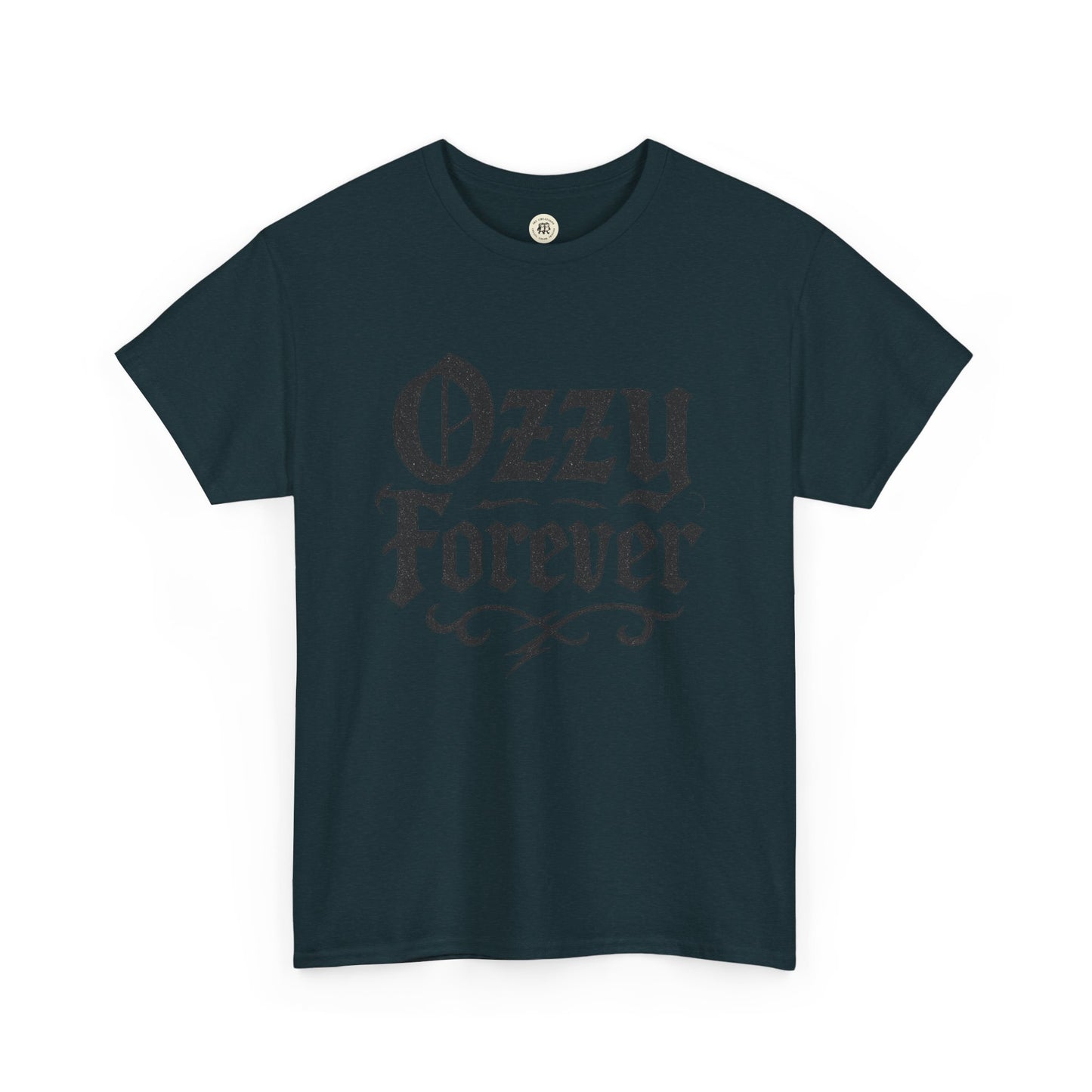 Black Ozzy Osbourne tribute shirt with Ozzy Forever graphic printed on front by Printify