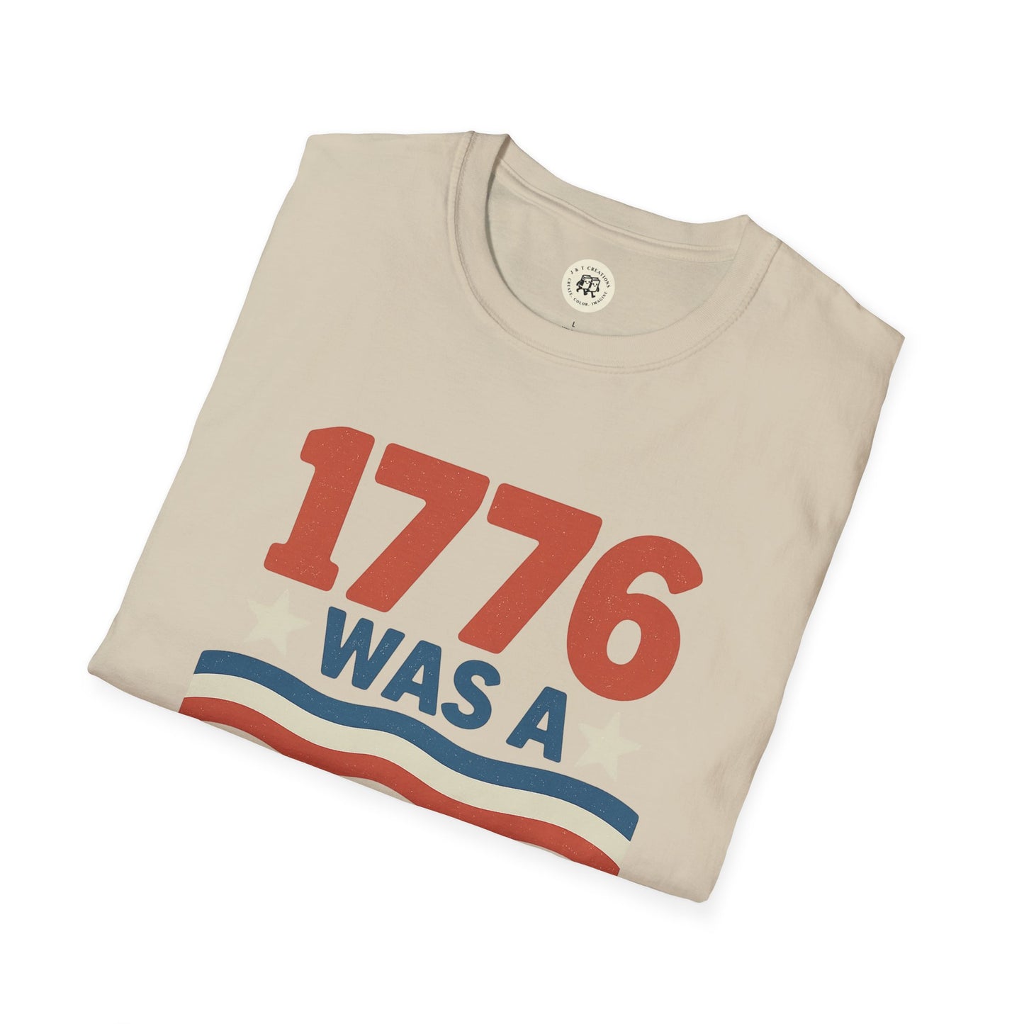 Printify patriotic 4th of July shirt featuring 1776 design with red and blue patriotic colors